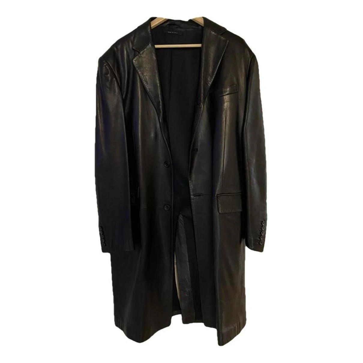 Pre-owned Gucci Leather Trenchcoat In Black