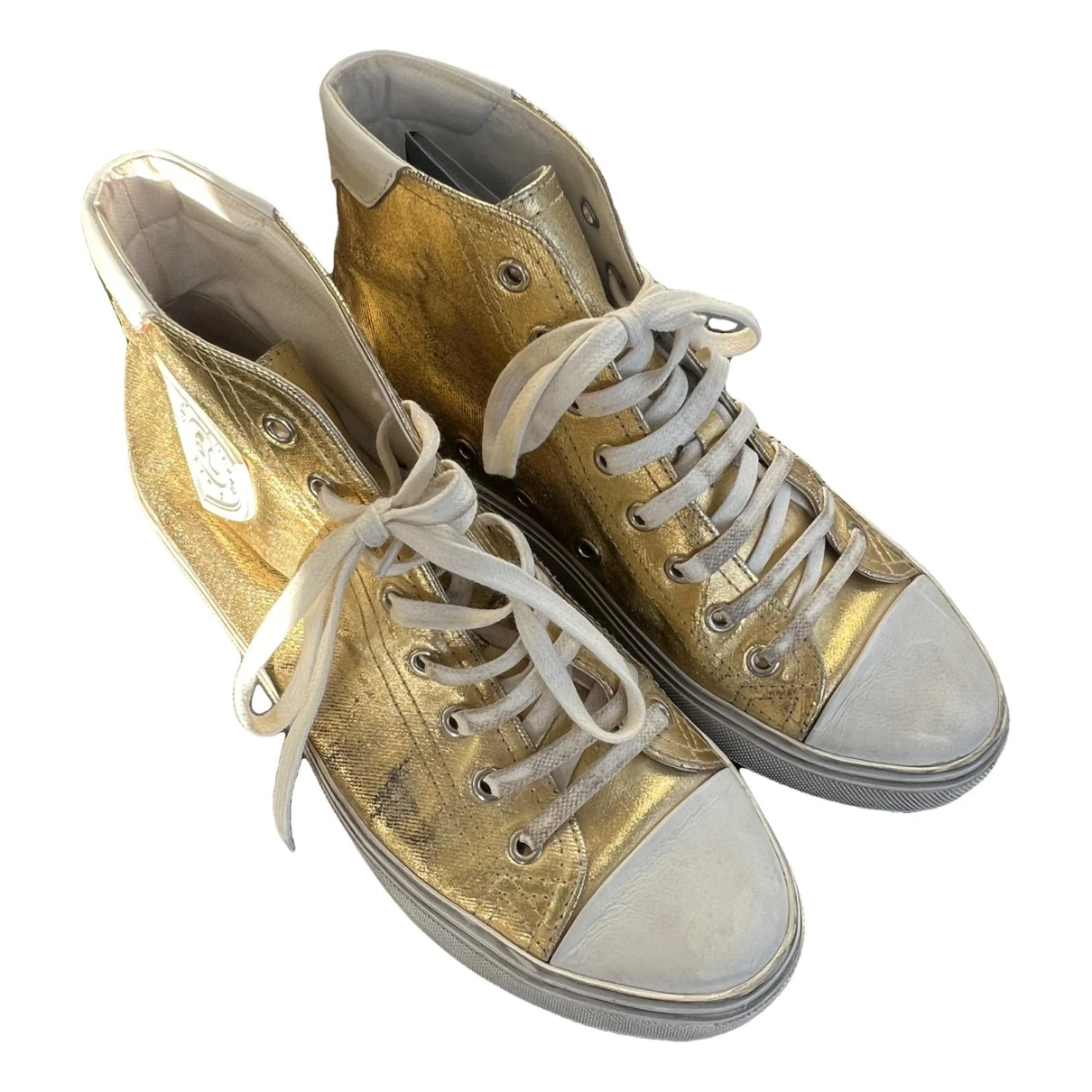 Pre-owned Saint Laurent Bedford Cloth Trainers In Gold