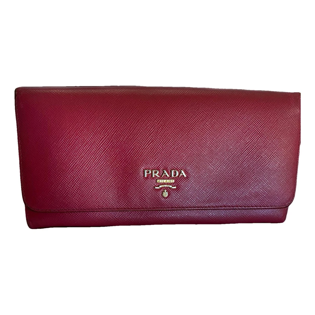 Pre-owned Prada Leather Wallet In Burgundy