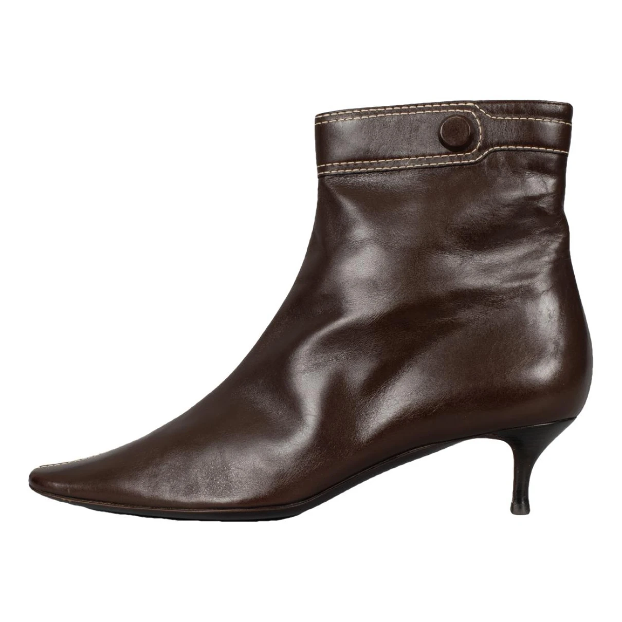 Pre-owned Celine Leather Ankle Boots In Brown
