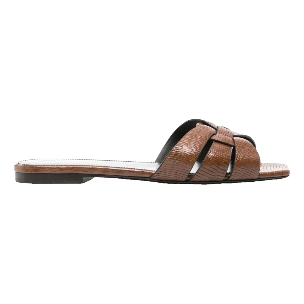 Pre-owned Saint Laurent Tribute Leather Mules In Brown