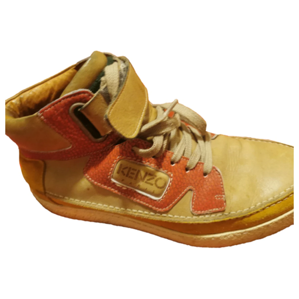 Pre-owned Kenzo Leather High Trainers In Brown