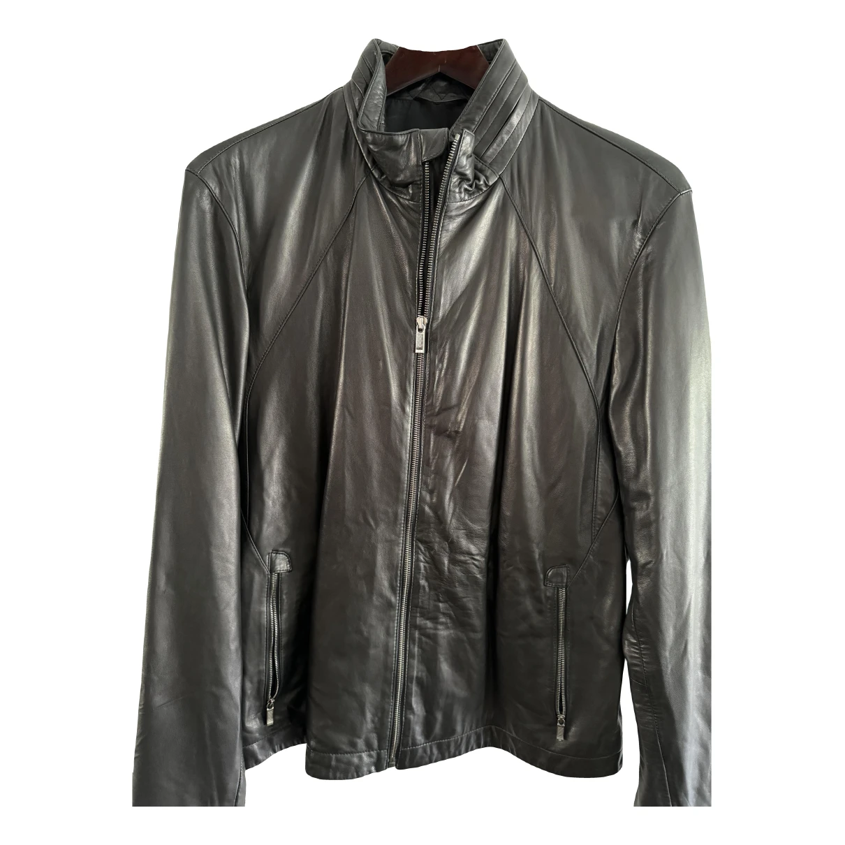 Pre-owned Zegna Leather Jacket In Brown