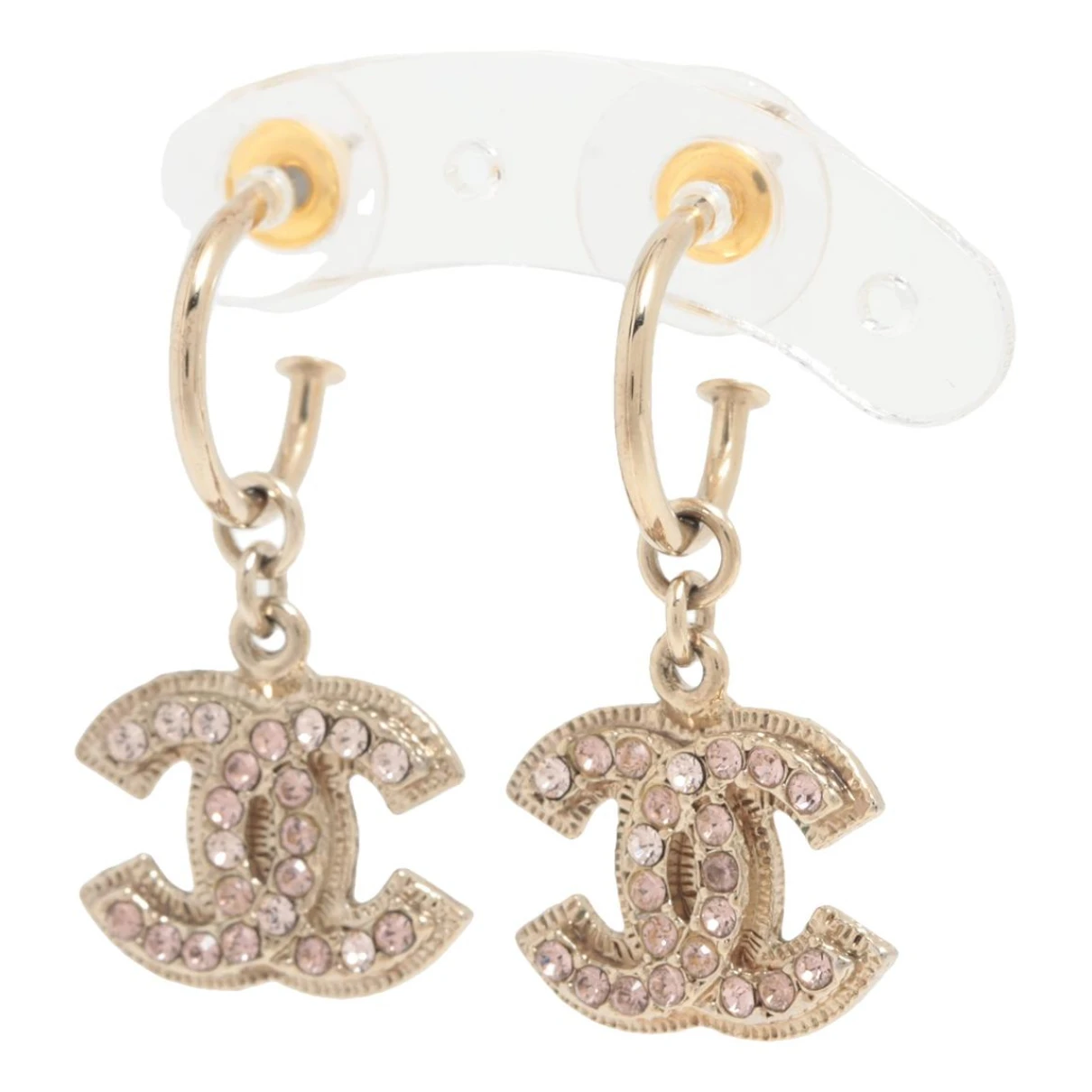 Pre-owned Chanel Crystal Earrings In Pink