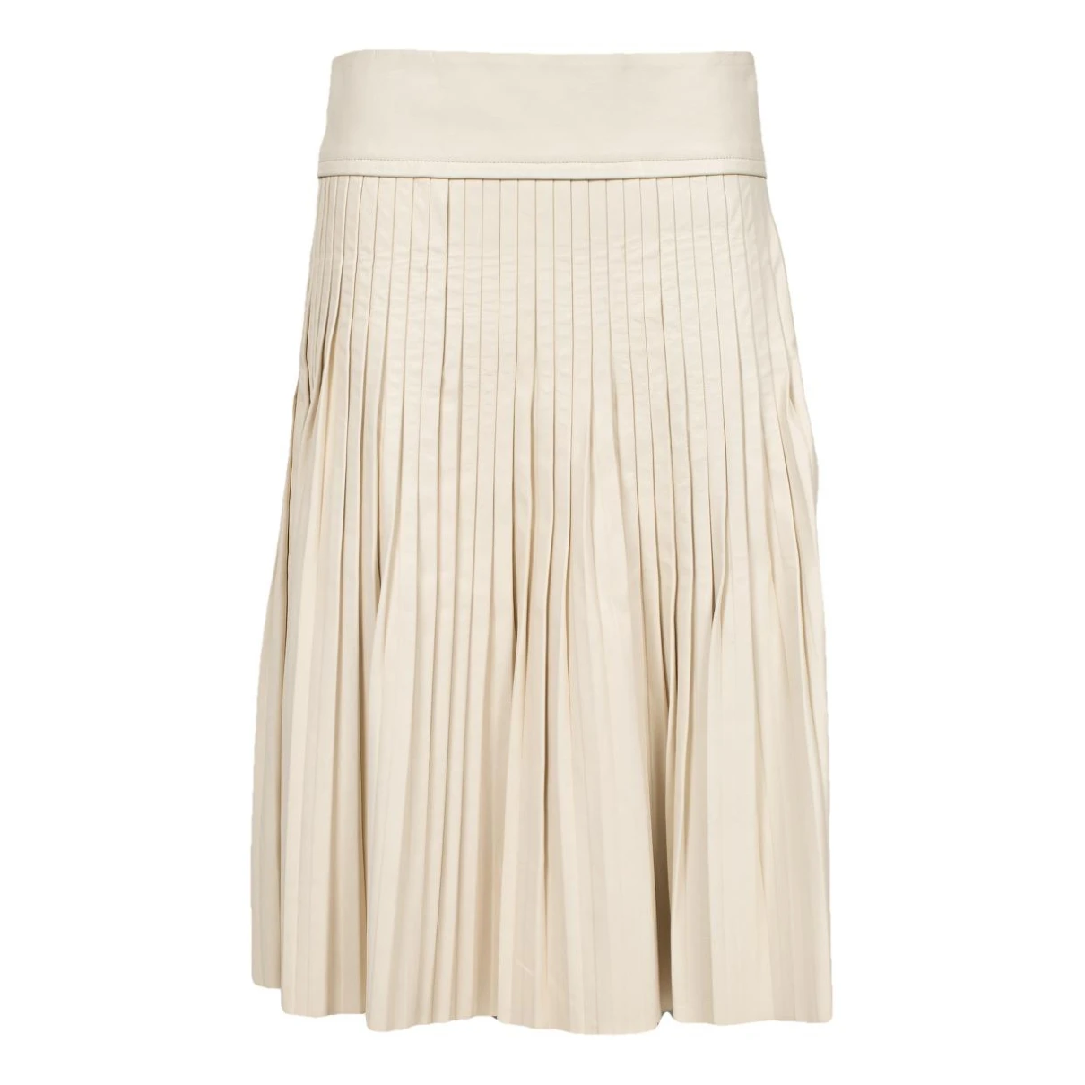 Pre-owned Celine Leather Mid-length Skirt In Beige