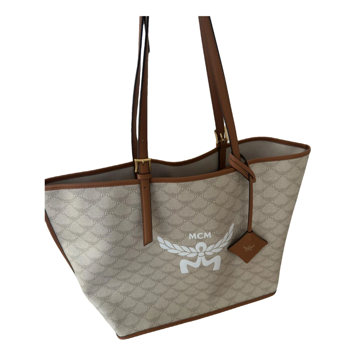 Pre-owned Mcm Leather Tote In Beige