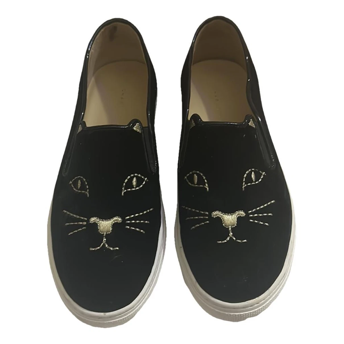 Pre-owned Charlotte Olympia Flats In Black