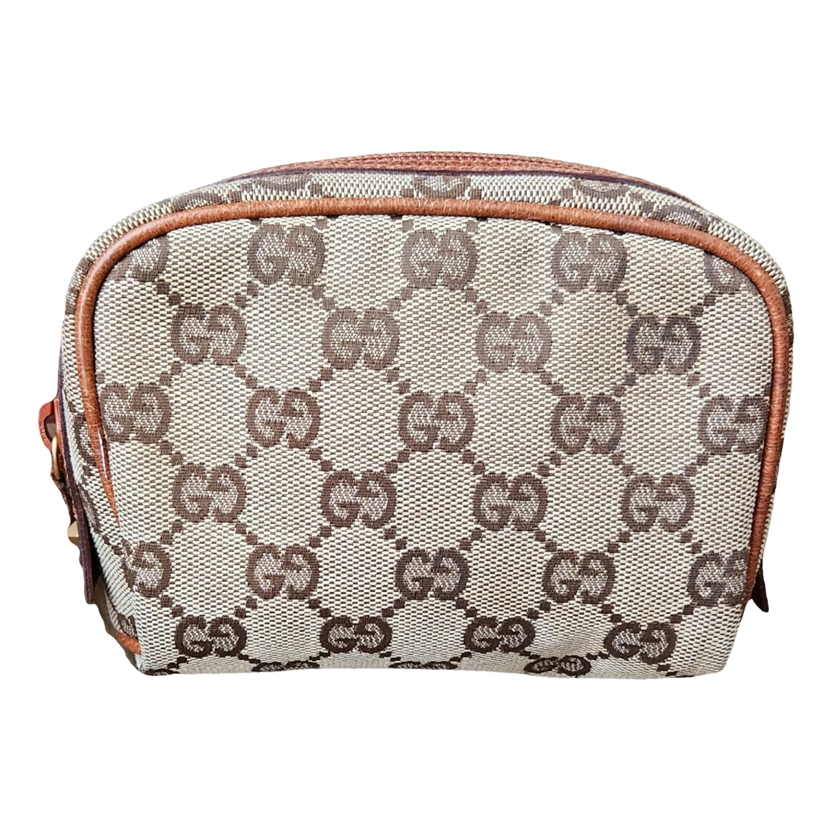 Pre-owned Gucci Cloth Vanity Case In Beige