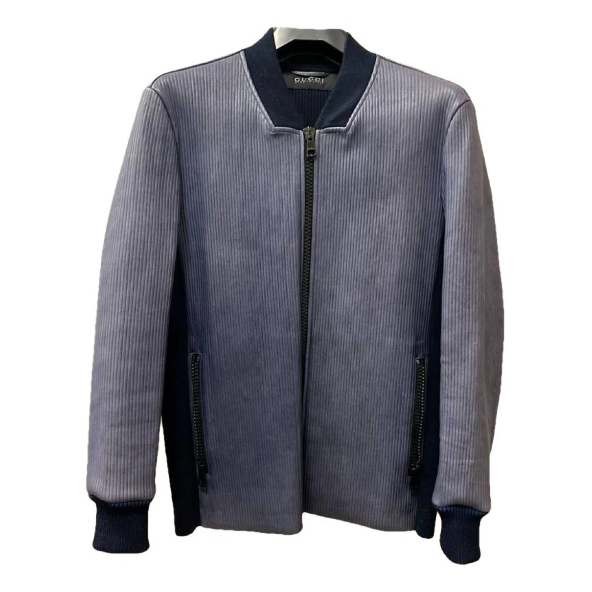 Pre-owned Gucci Leather Jacket In Blue
