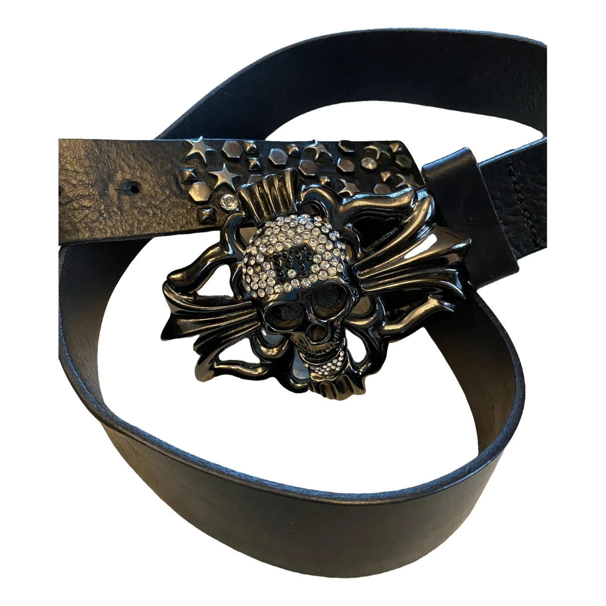 Pre-owned Philipp Plein Leather Belt In Black