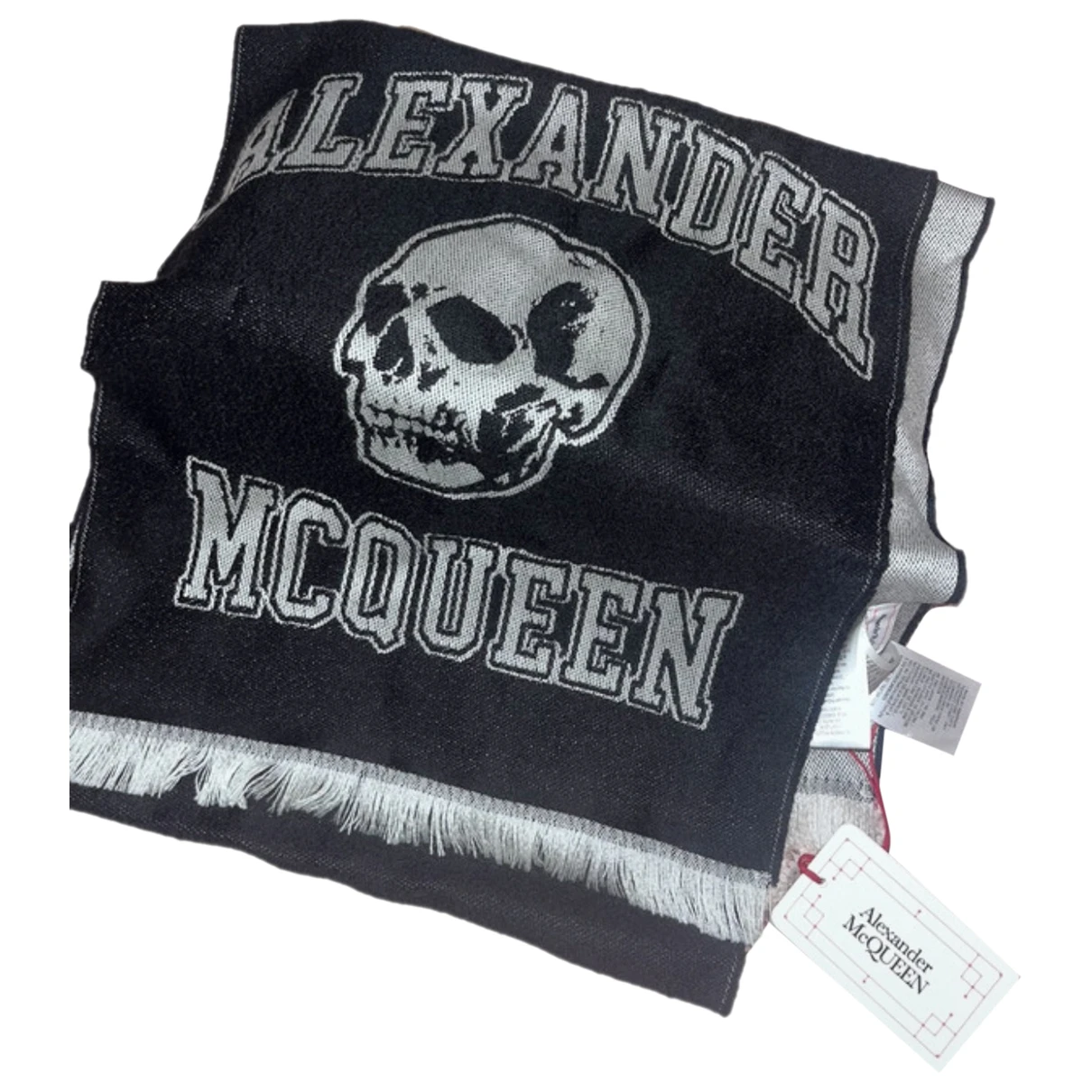 Pre-owned Alexander Mcqueen Wool Scarf & Pocket Square In Black