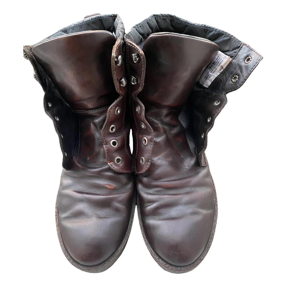 Pre-owned Moncler Leather Boots In Brown