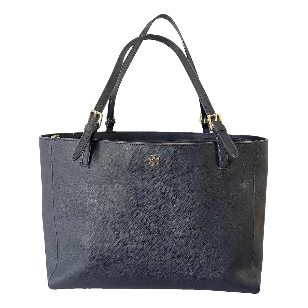 Pre-owned Tory Burch Leather Tote In Navy