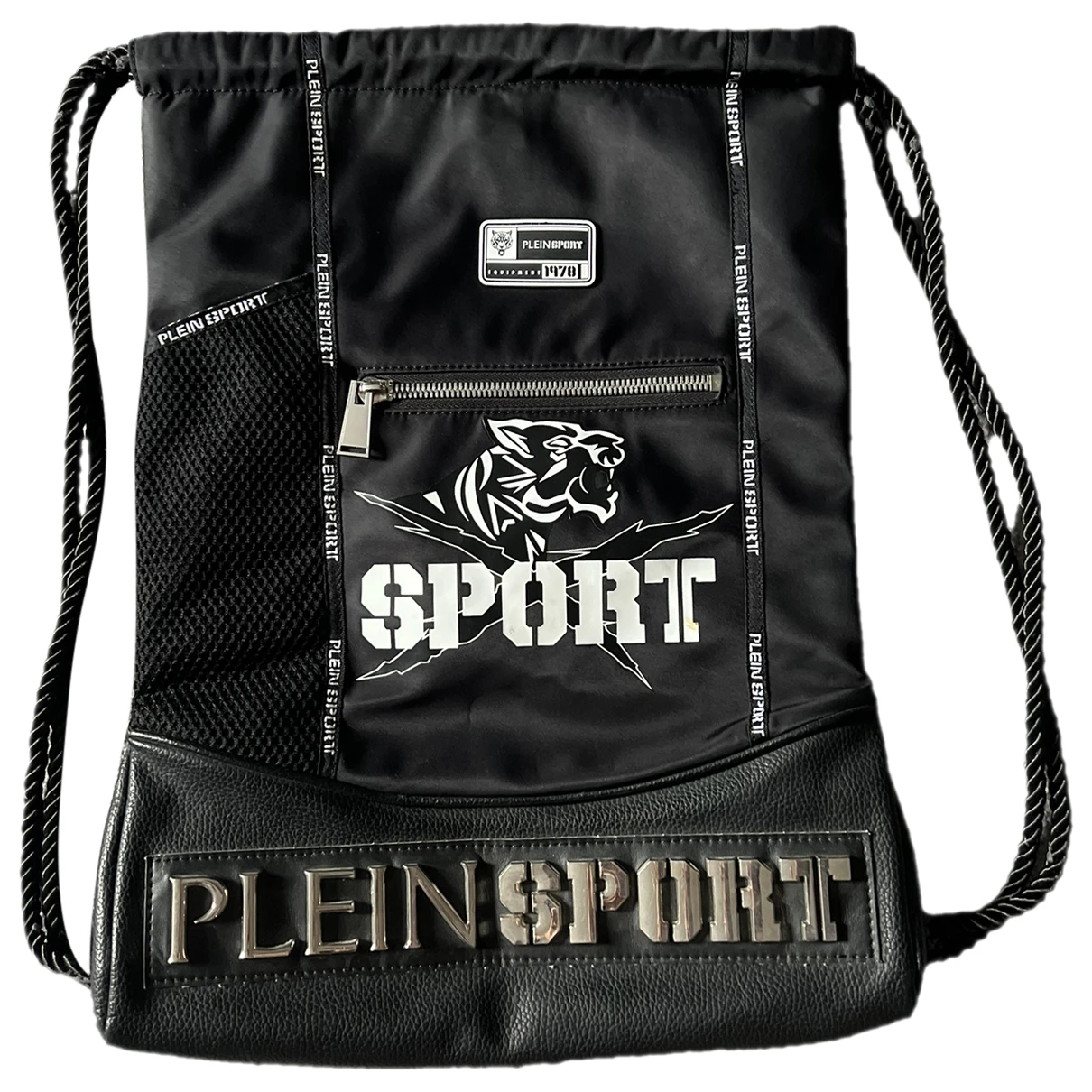 Pre-owned Philipp Plein Vinyl Travel Bag In Black