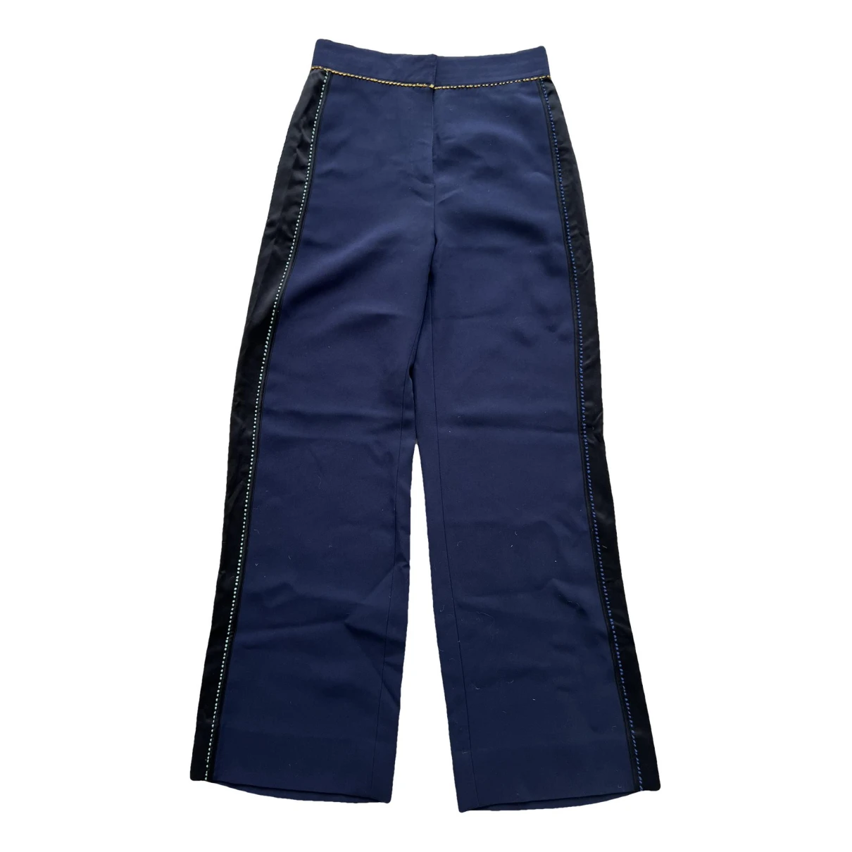 Pre-owned Tory Burch Cloth Trousers In Navy