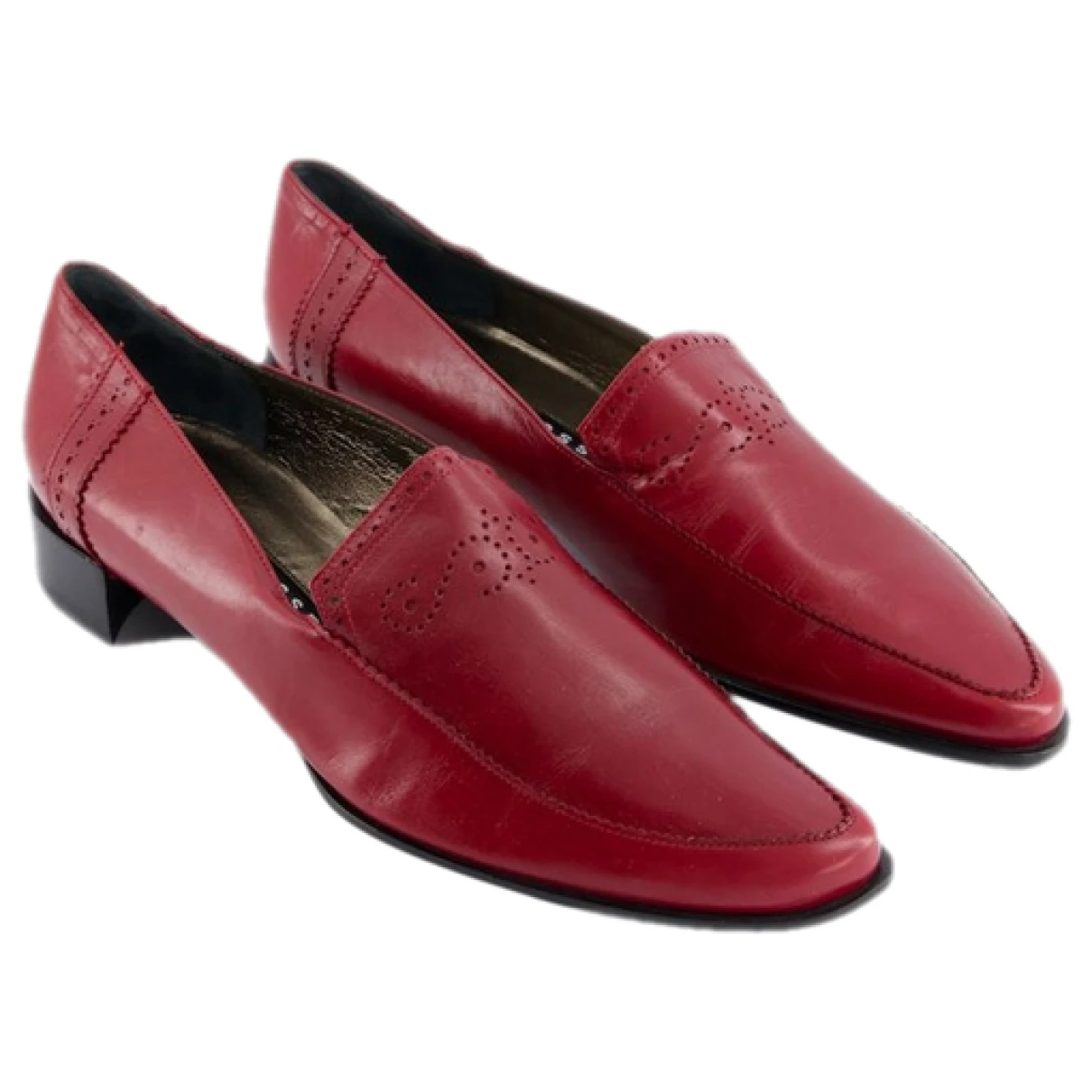 Pre-owned Fratelli Rossetti Leather Flats In Burgundy
