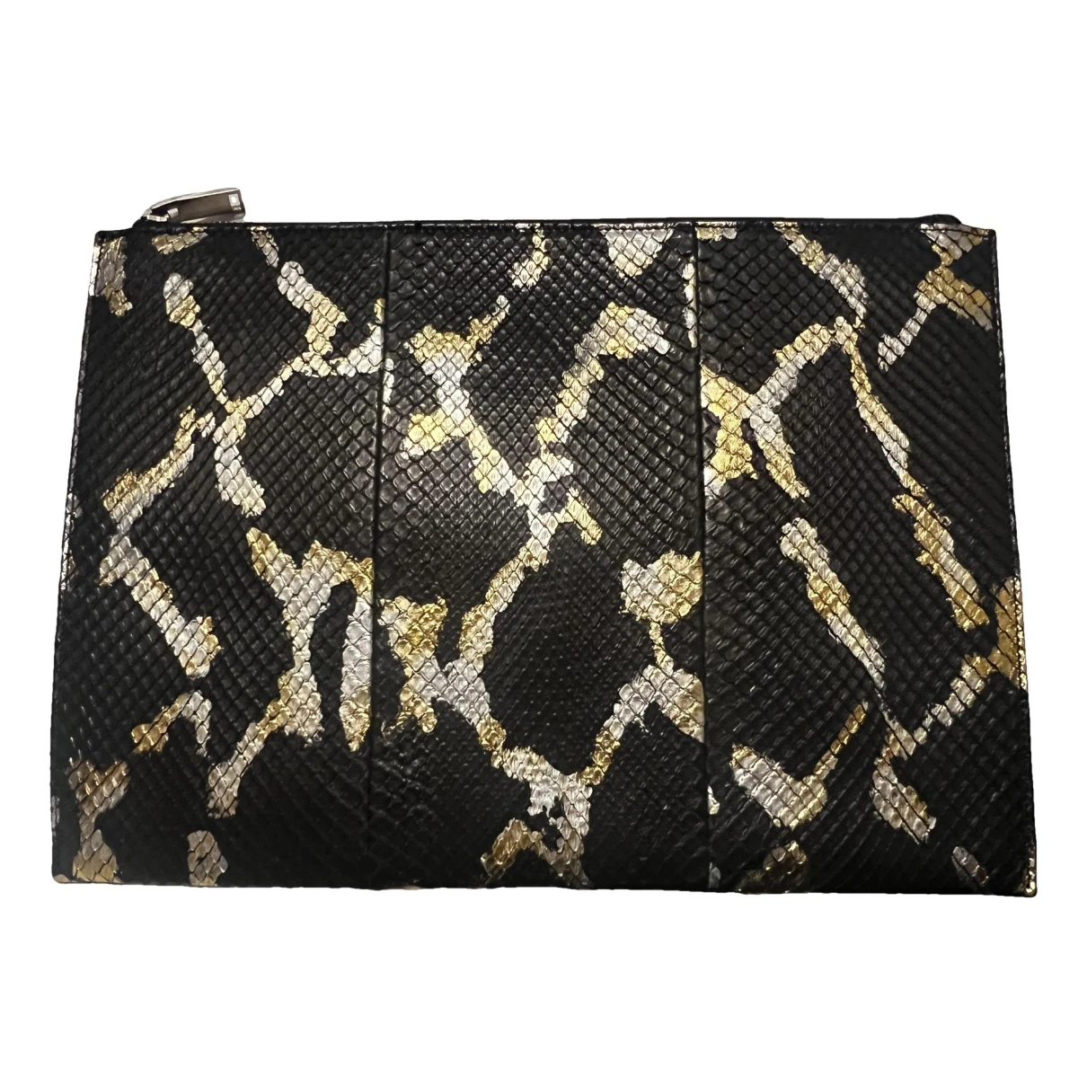Pre-owned Saint Laurent Python Clutch Bag In Black