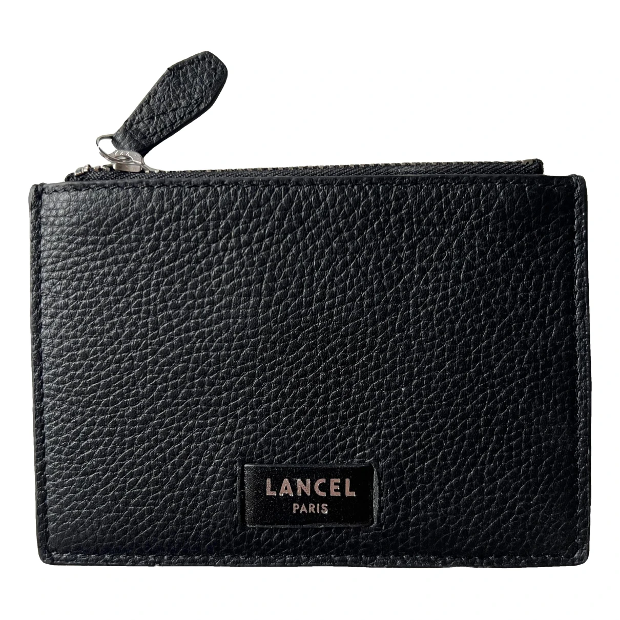 Pre-owned Lancel Leather Card Wallet In Black