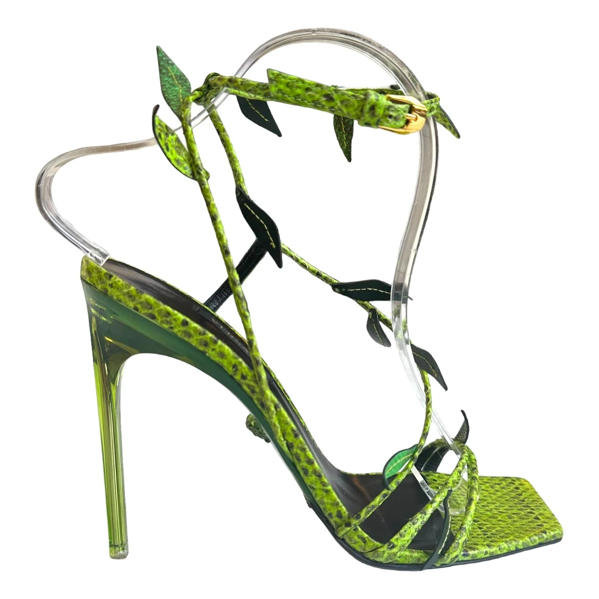Pre-owned Versace Lizard Heels In Green