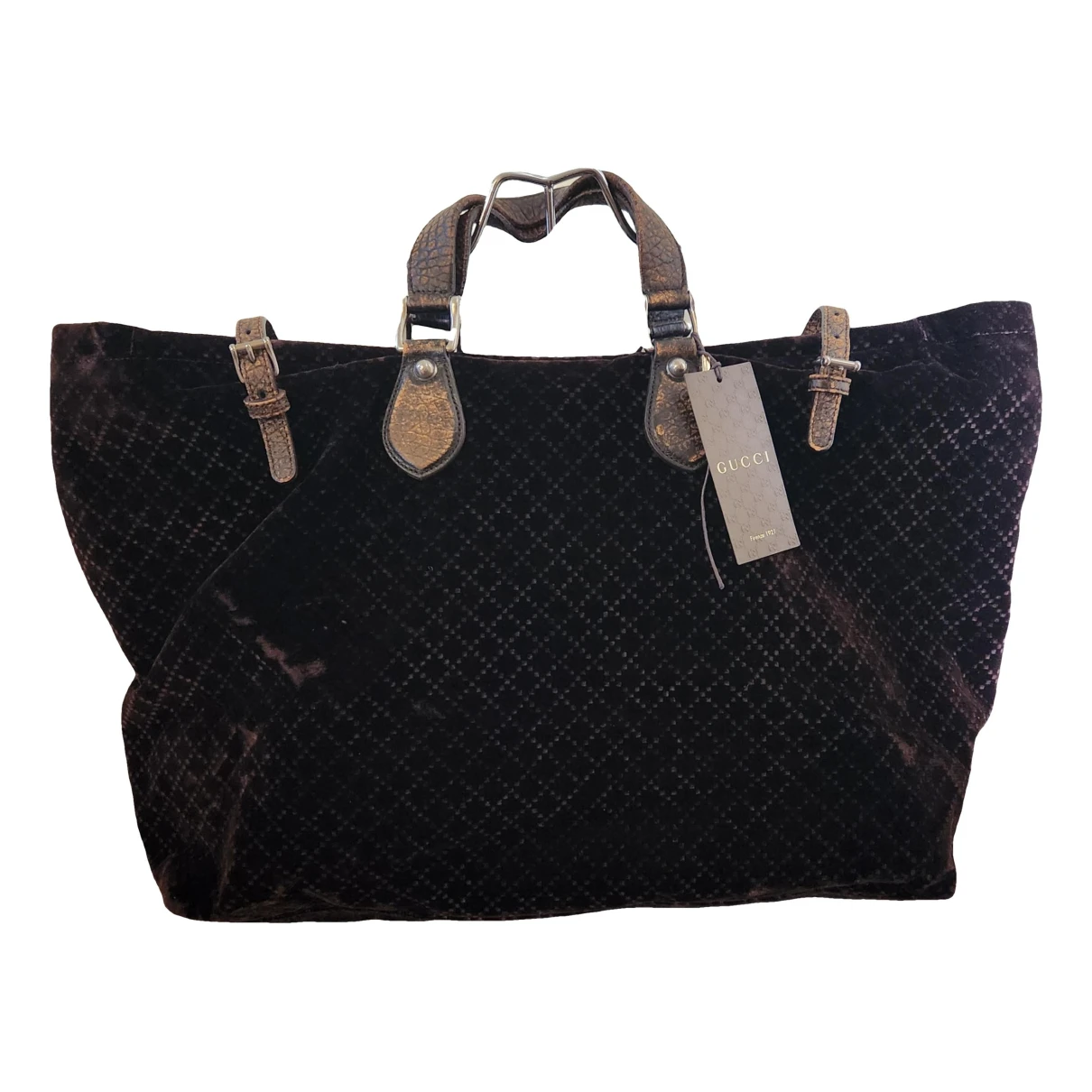 Pre-owned Gucci Velvet Travel Bag In Brown