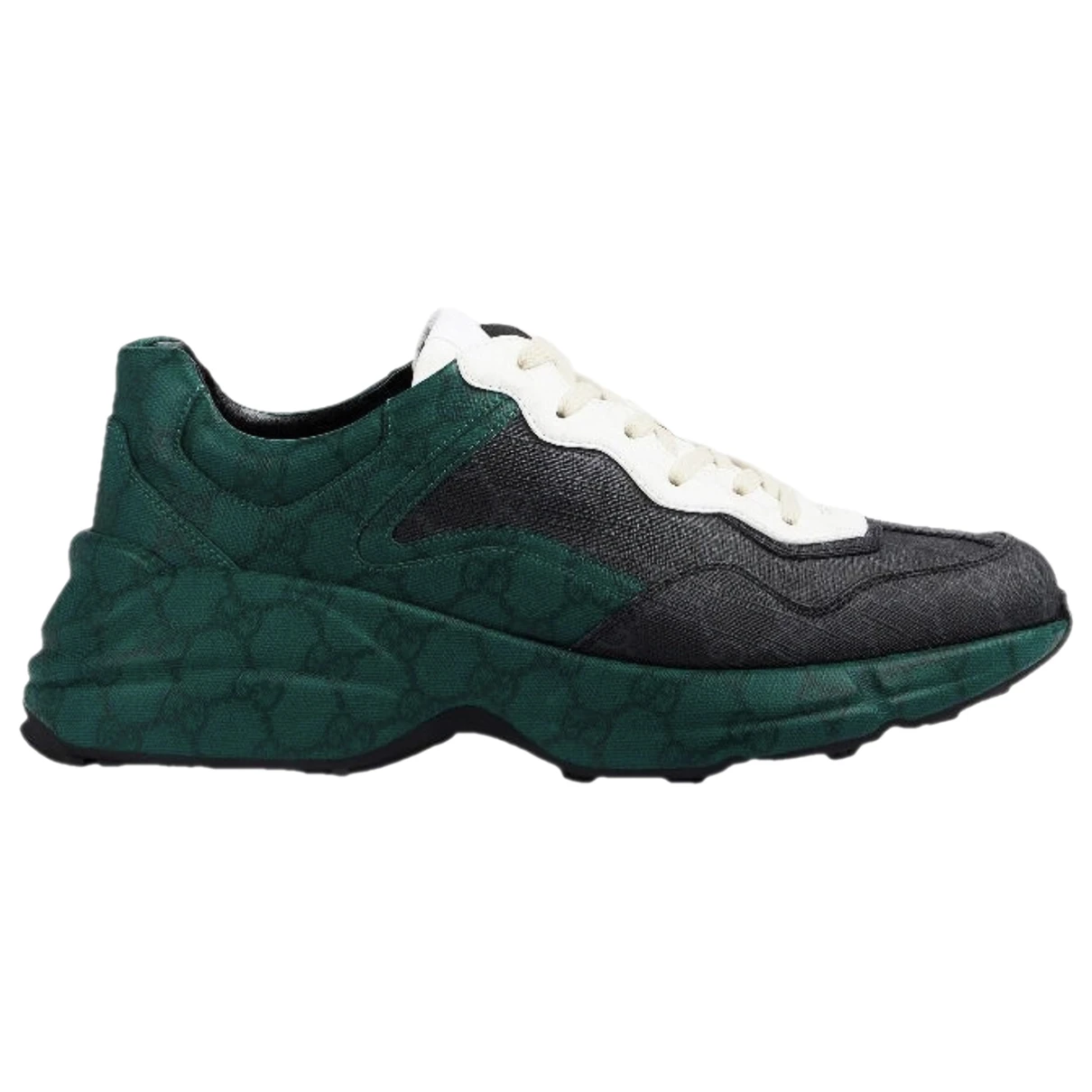 Pre-owned Gucci Rhyton Leather Low Trainers In Green