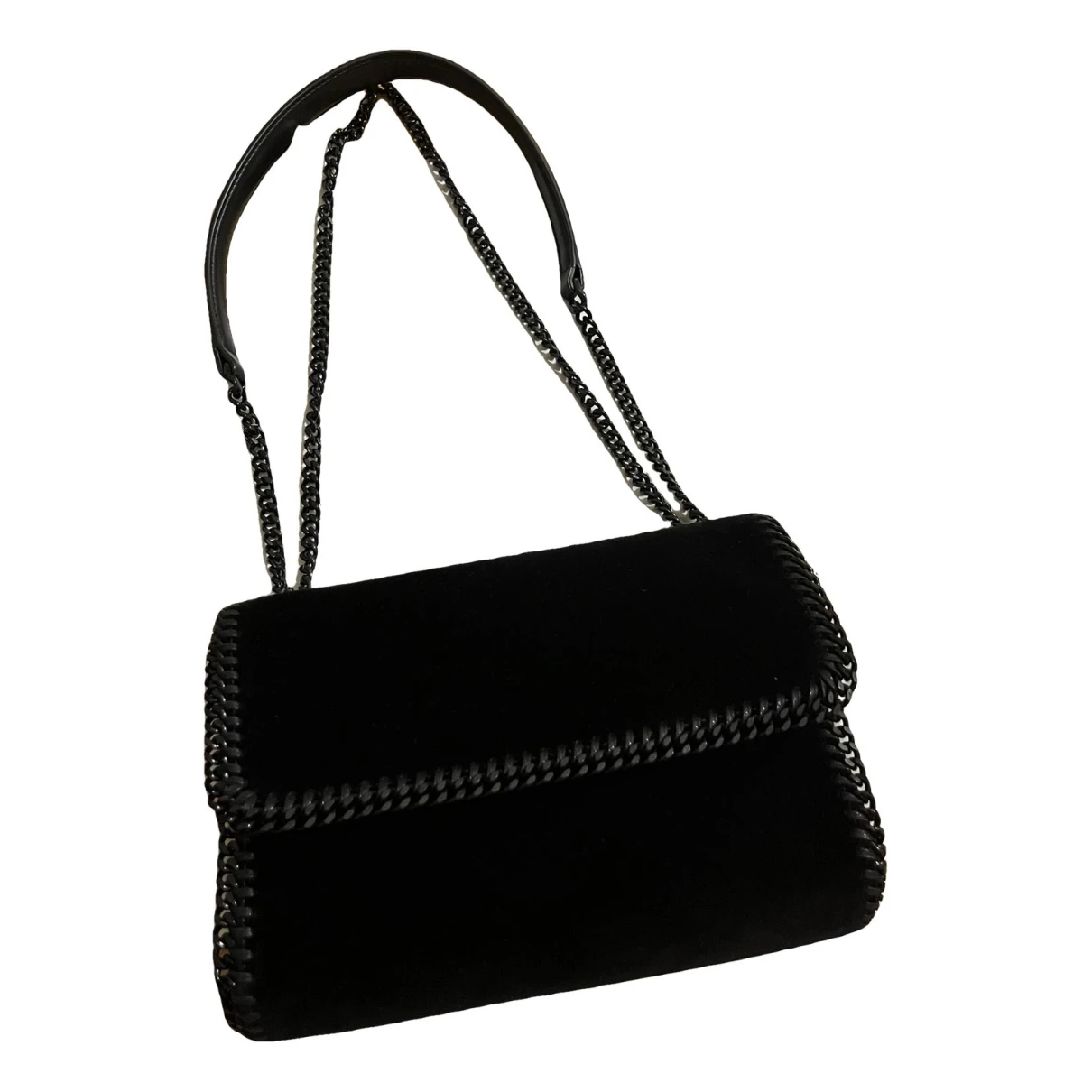 Pre-owned Stella Mccartney Falabella Box Velvet Handbag In Black