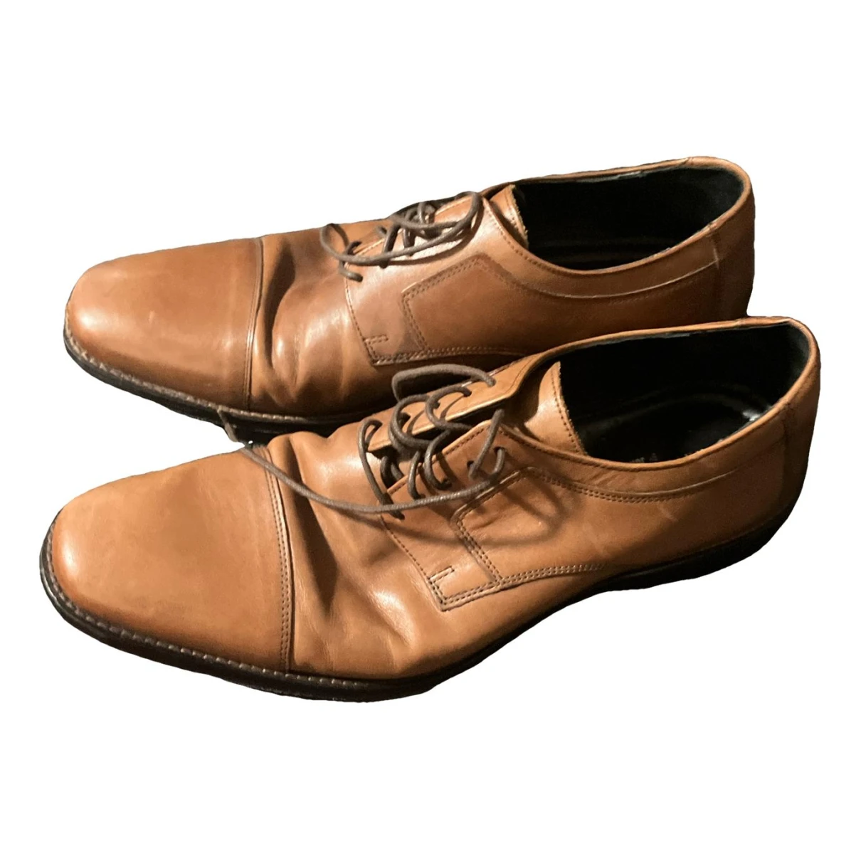 Pre-owned Johnston & Murphy Leather Lace Ups In Brown