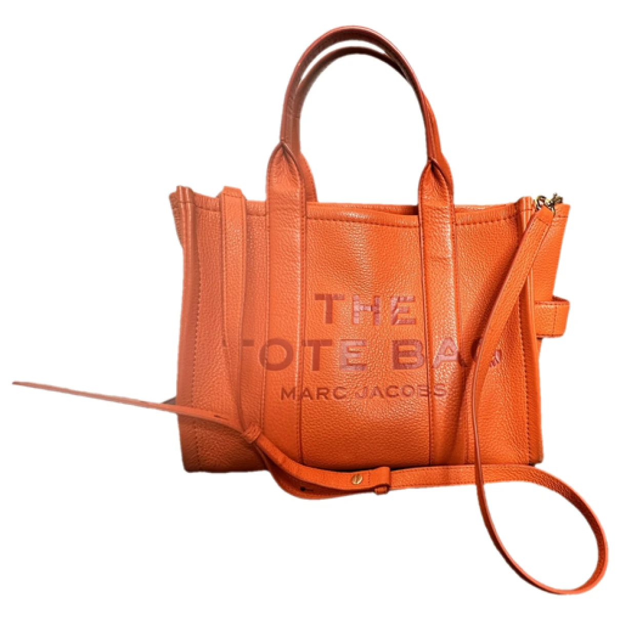 Pre-owned Marc Jacobs The Tag Tote Leather Tote In Orange