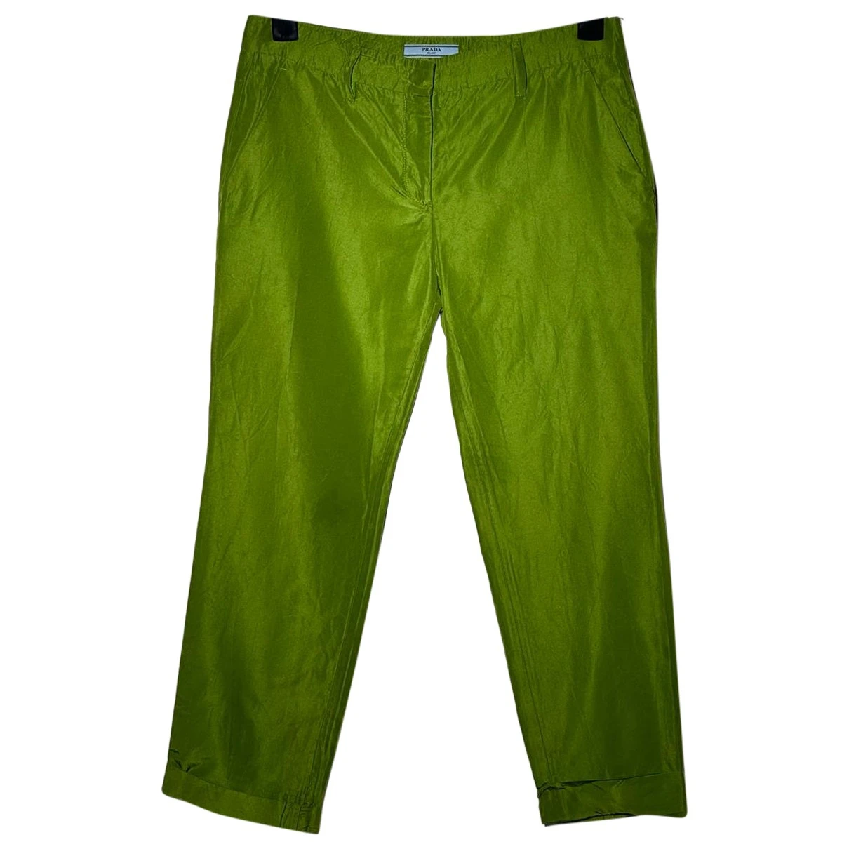 Pre-owned Prada Silk Straight Pants In Green