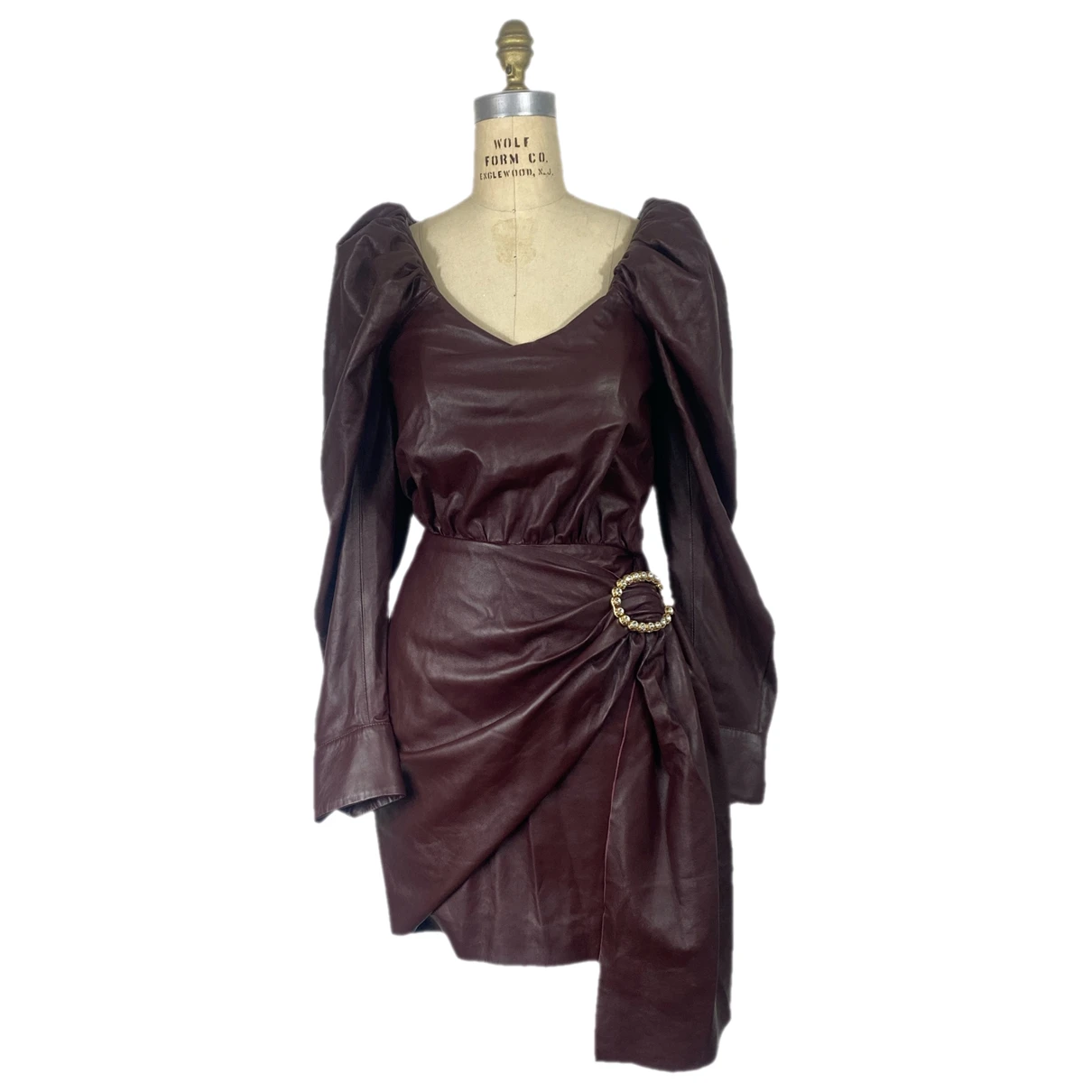 Pre-owned Dodo Bar Or Leather Mid-length Dress In Burgundy