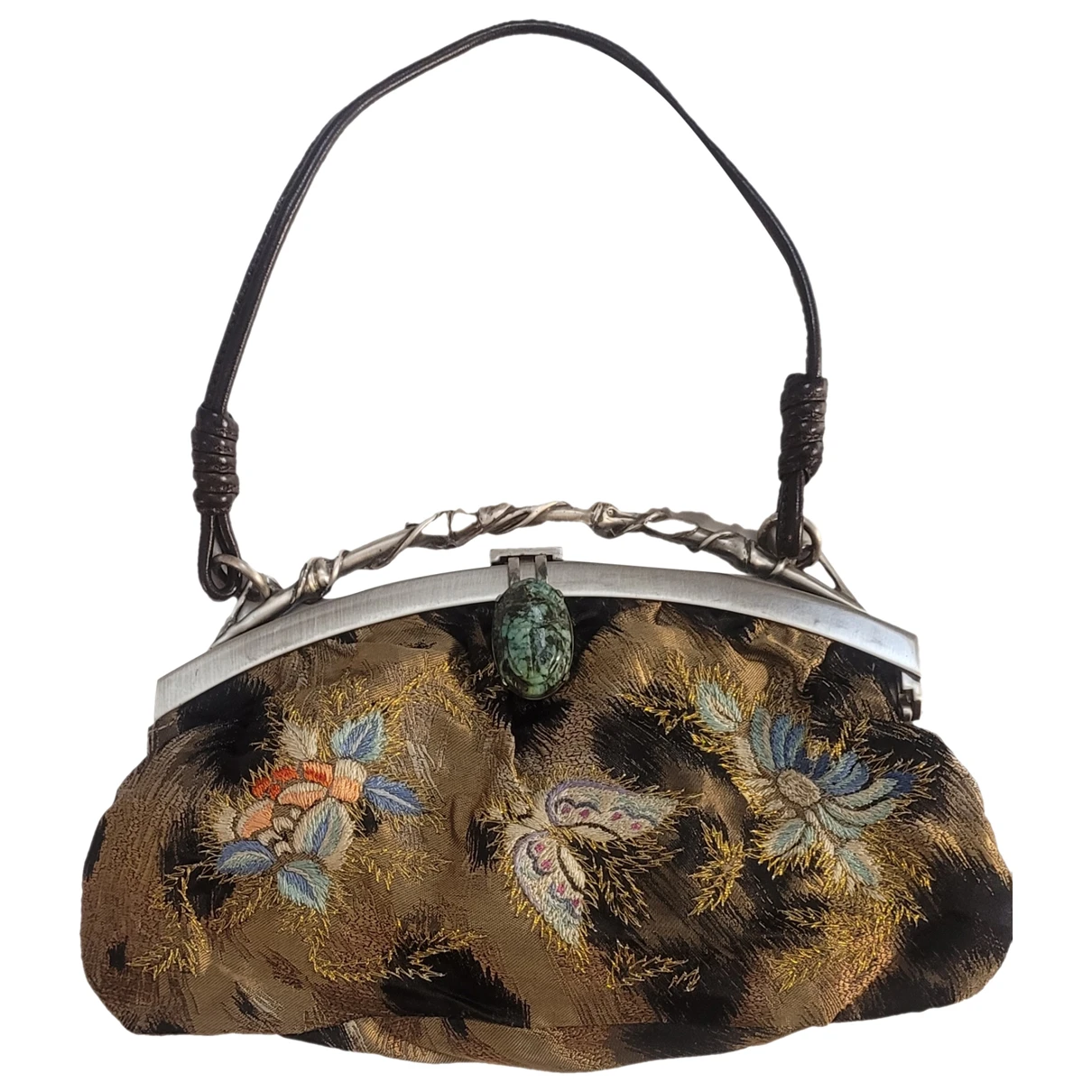 Pre-owned Valentino Garavani Silk Handbag In Beige