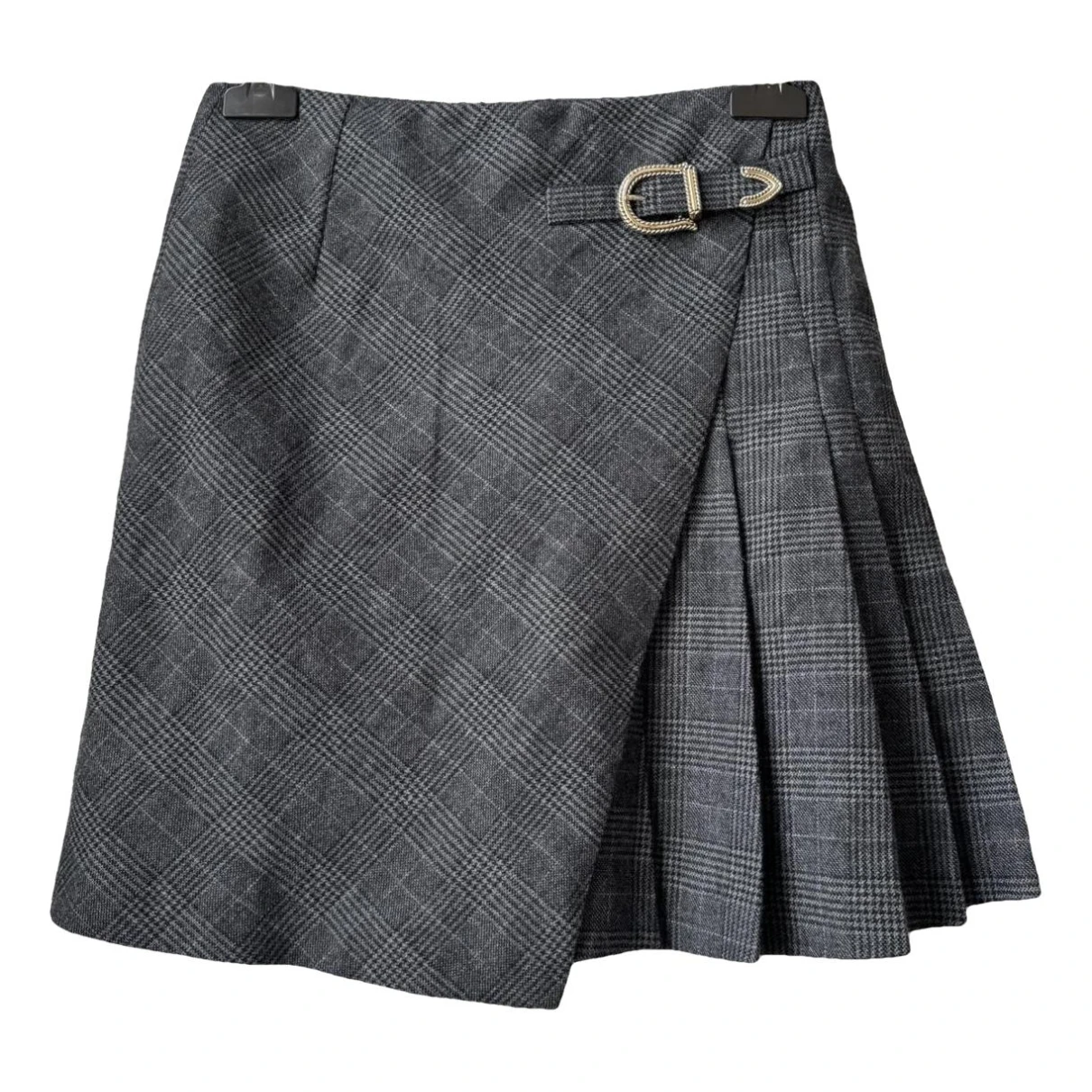 Pre-owned Maje Wool Mini Skirt In Grey