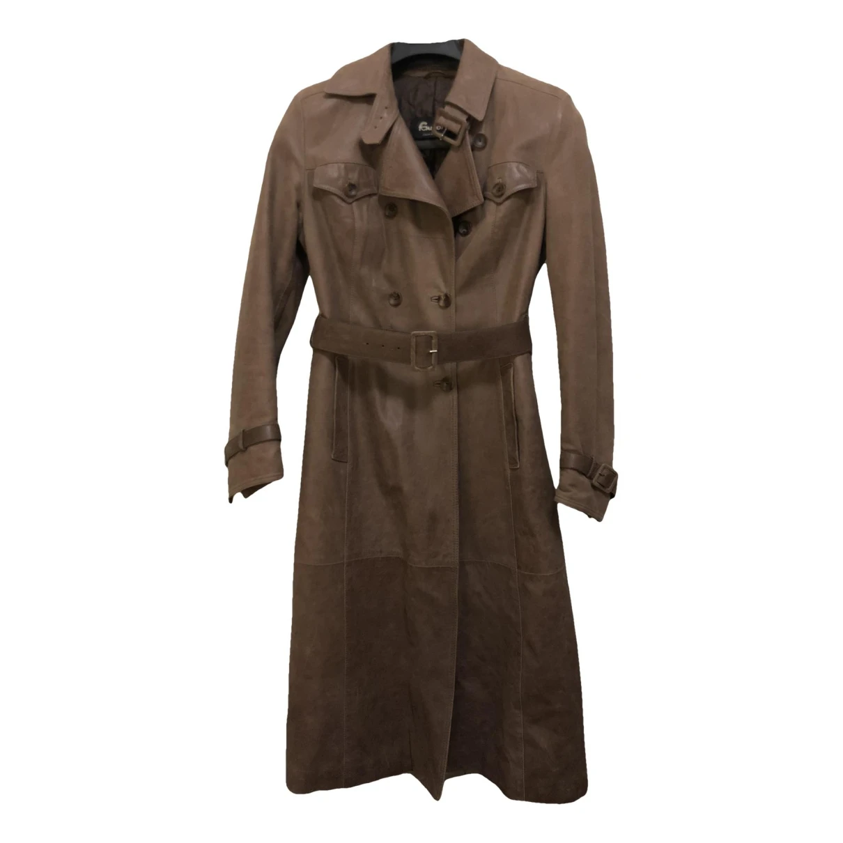 Pre-owned Gallotti Leather Trench Coat In Camel