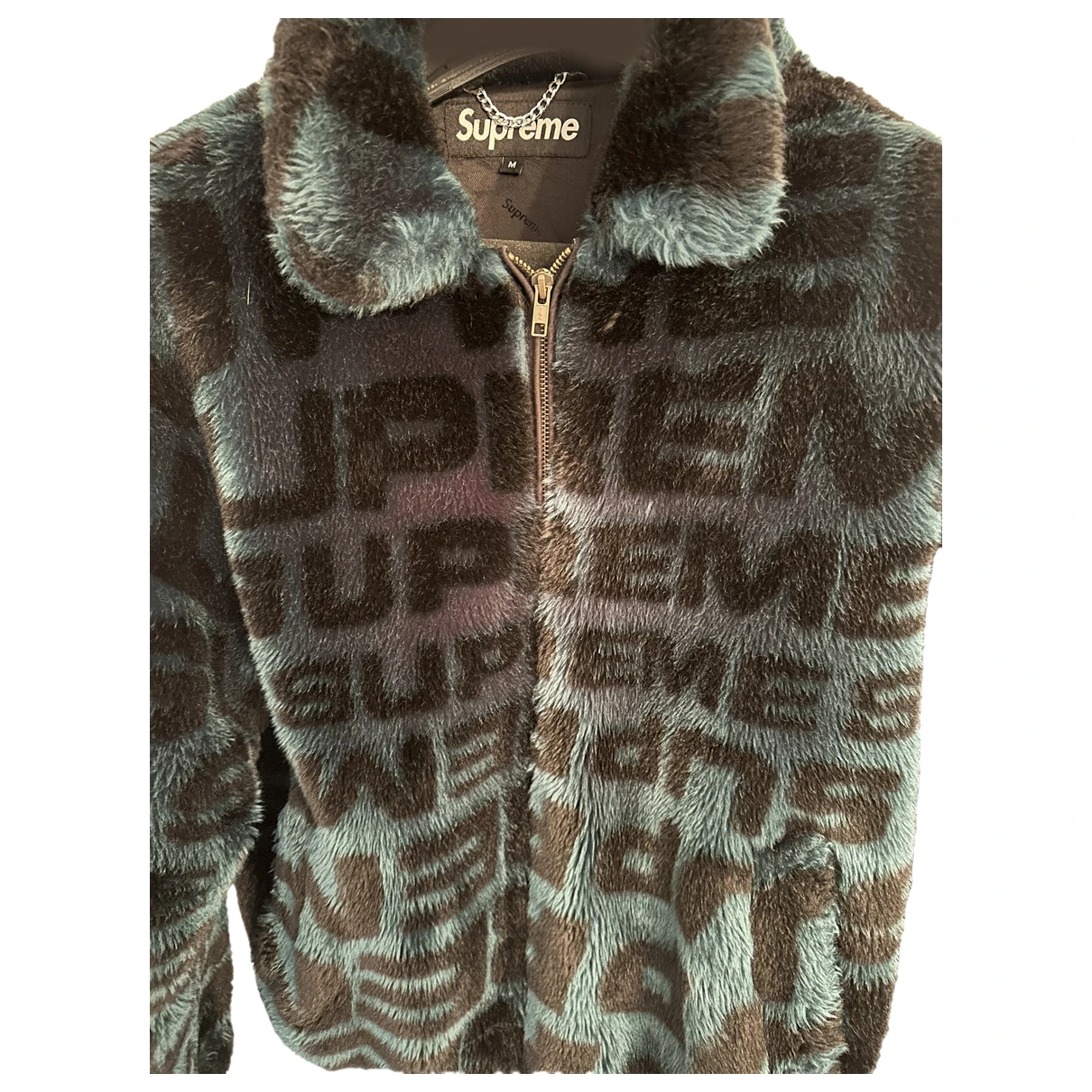 Pre-owned Supreme Faux Fur Jacket In Turquoise