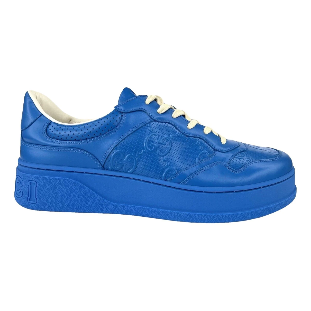 Pre-owned Gucci Leather Low Trainers In Blue