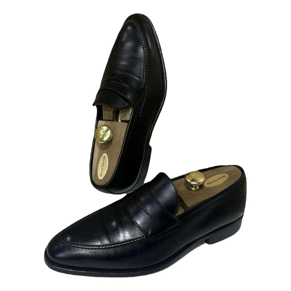 Pre-owned Bontoni Leather Flats In Black
