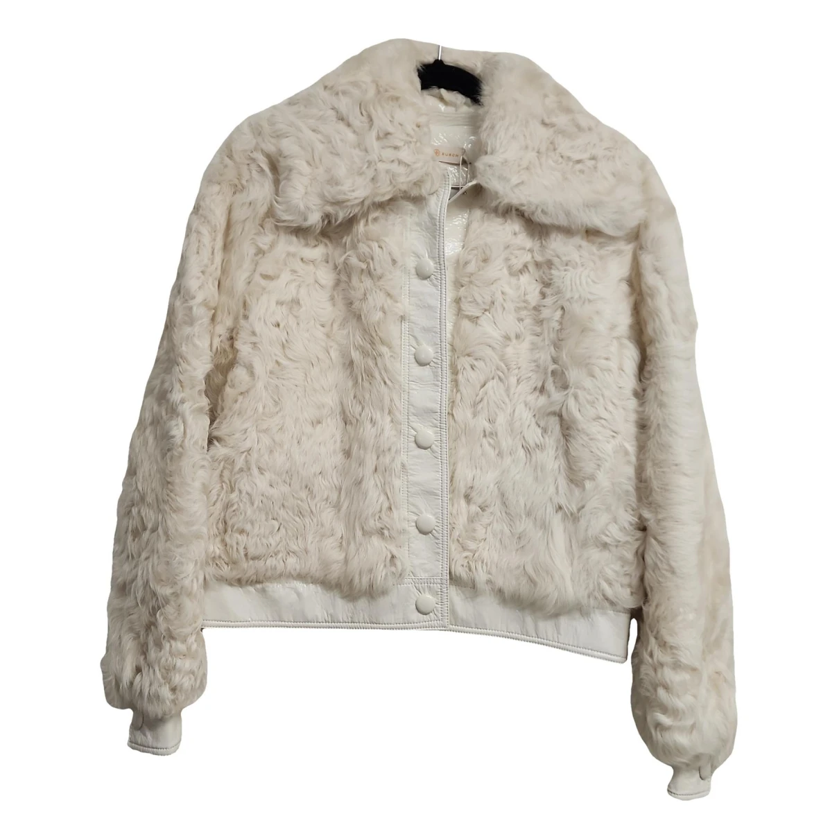 Pre-owned Tory Burch Mongolian Lamb Jacket In White