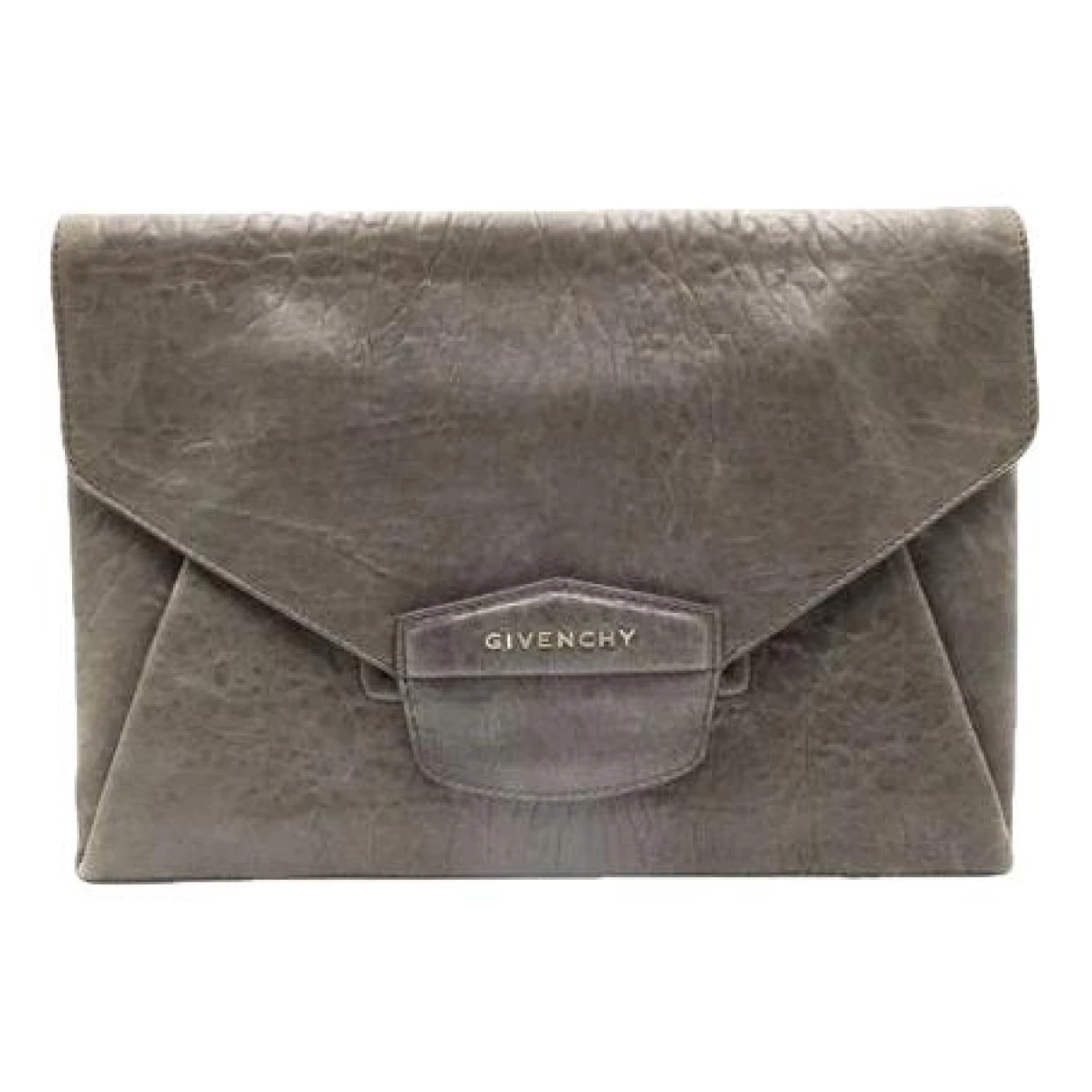 Pre-owned Givenchy Leather Clutch Bag In Grey