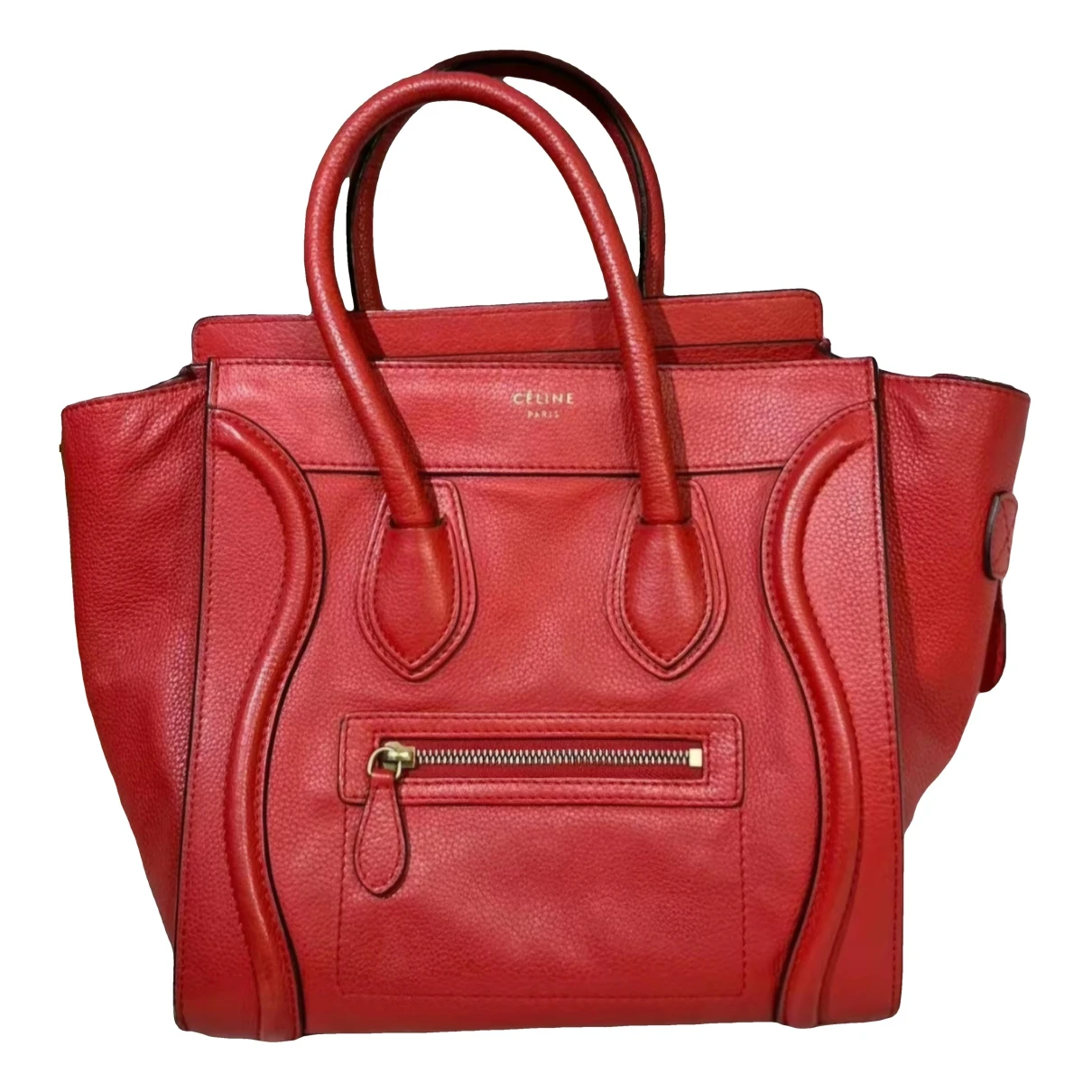 Pre-owned Celine Luggage Leather Handbag In Red