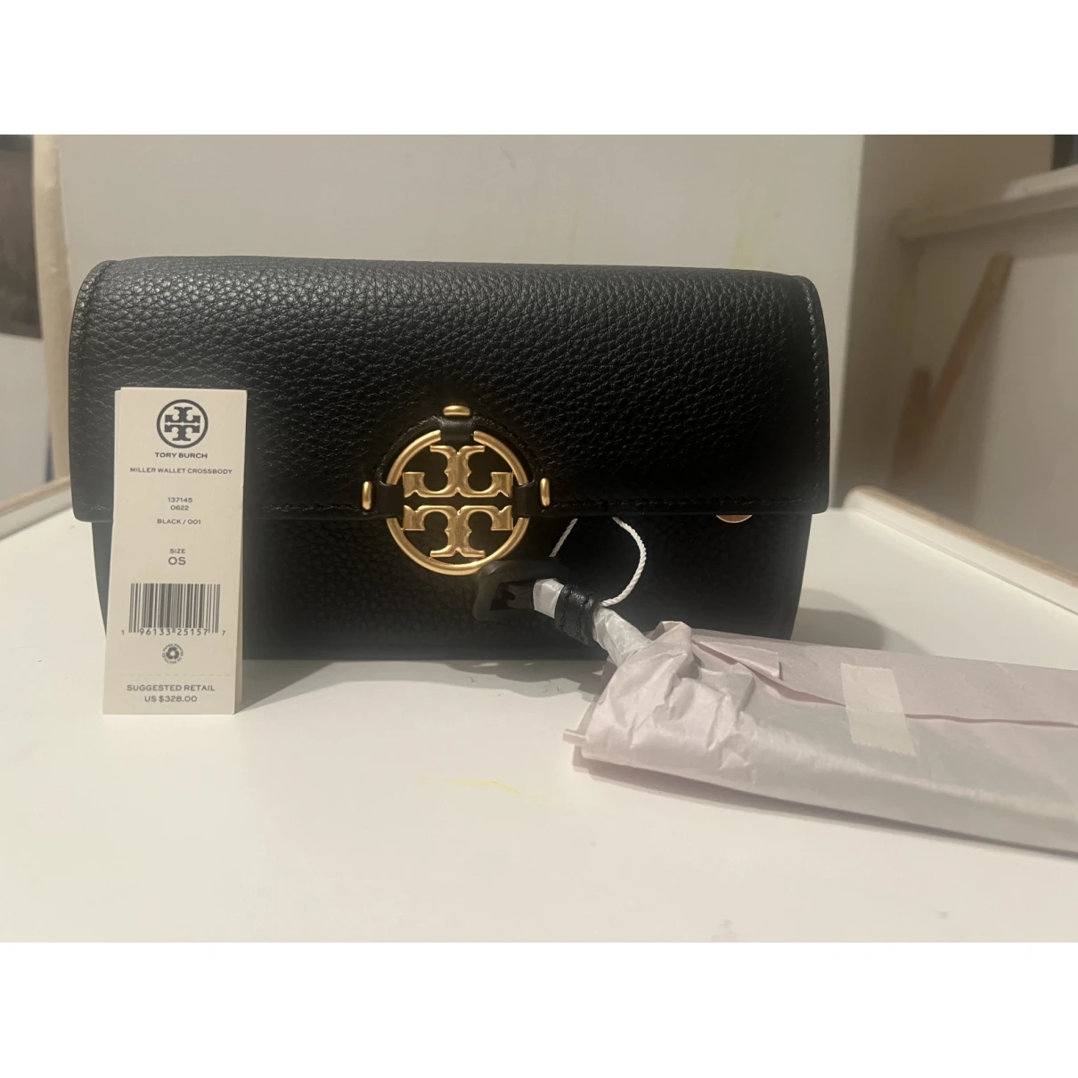 Pre-owned Tory Burch Leather Clutch Bag In Black