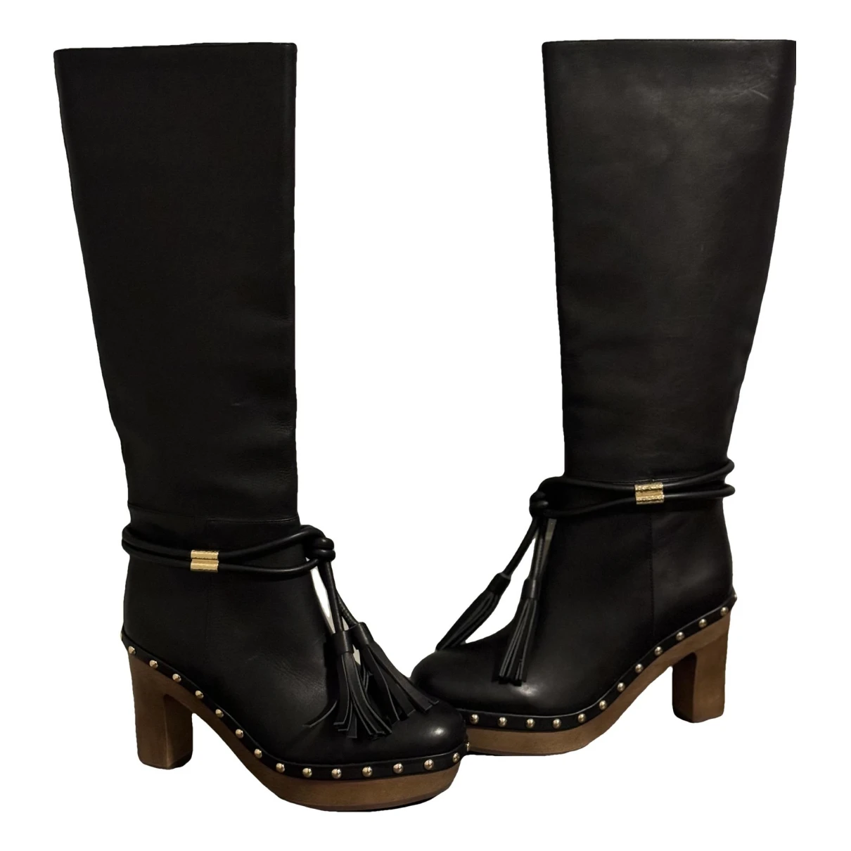 Pre-owned Ulla Johnson Leather Boots In Black