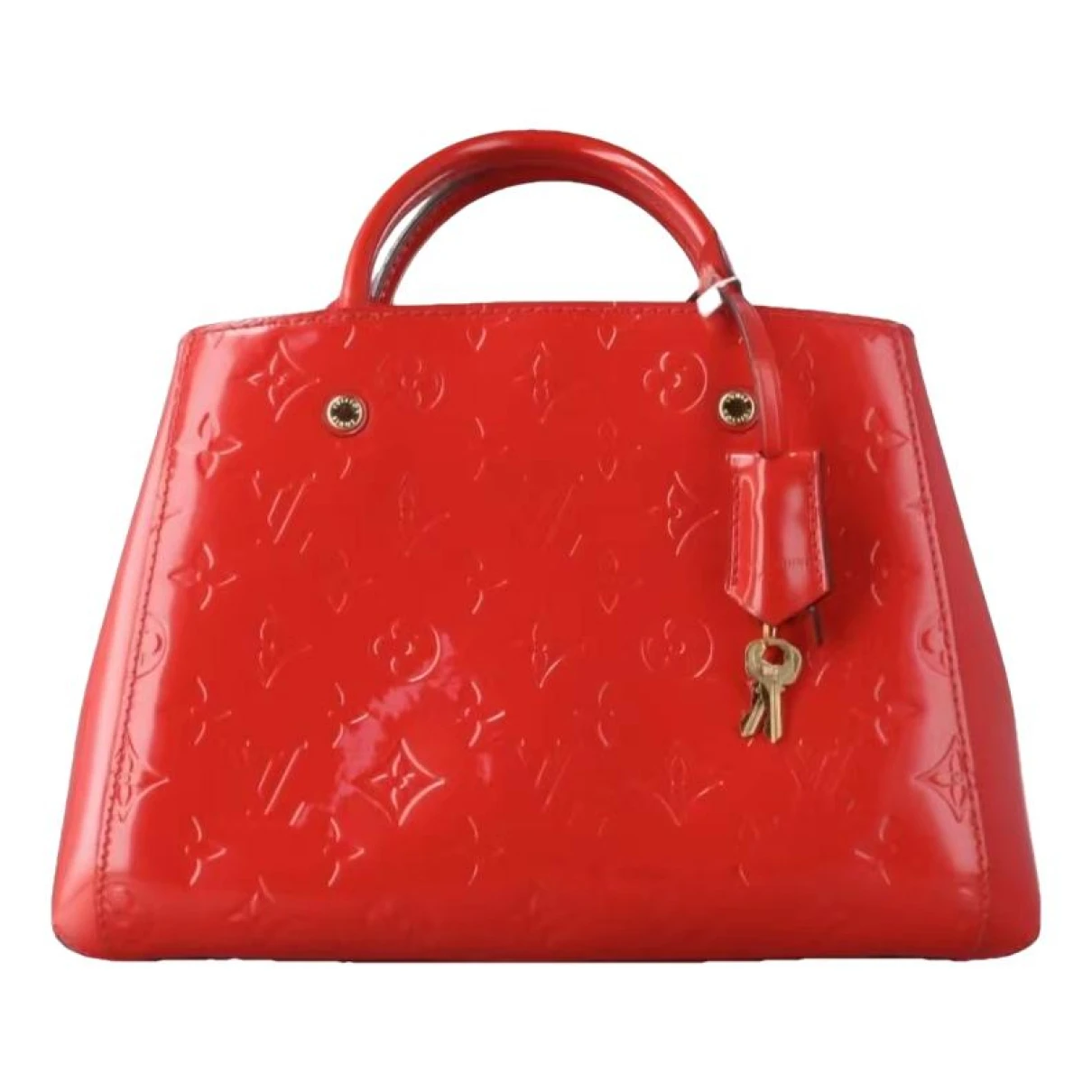 Pre-owned Louis Vuitton Montaigne Patent Leather Handbag In Red