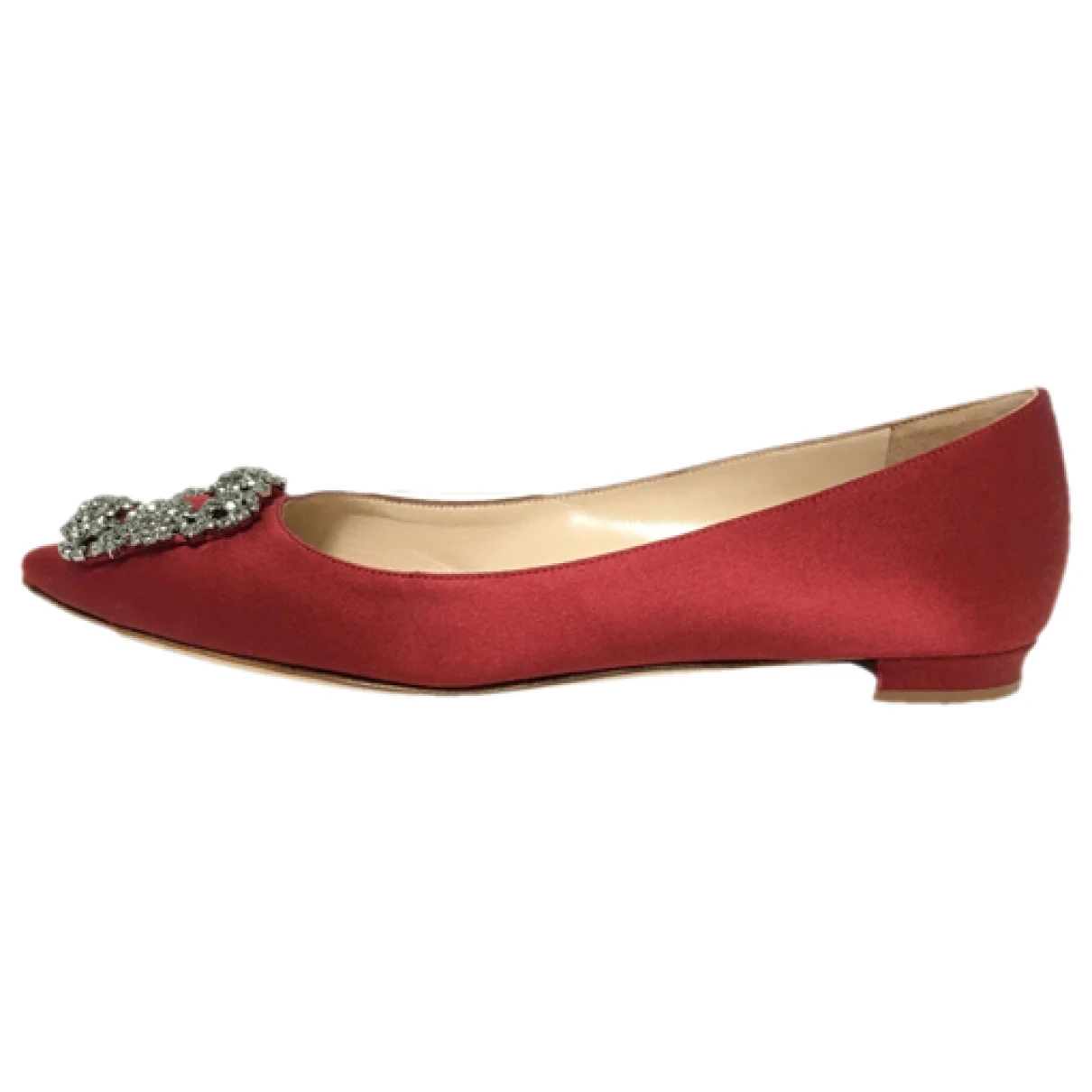 Pre-owned Manolo Blahnik Cloth Flats In Red