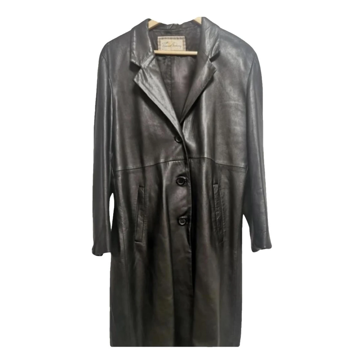 Pre-owned Burberry Leather Trench Coat In Black
