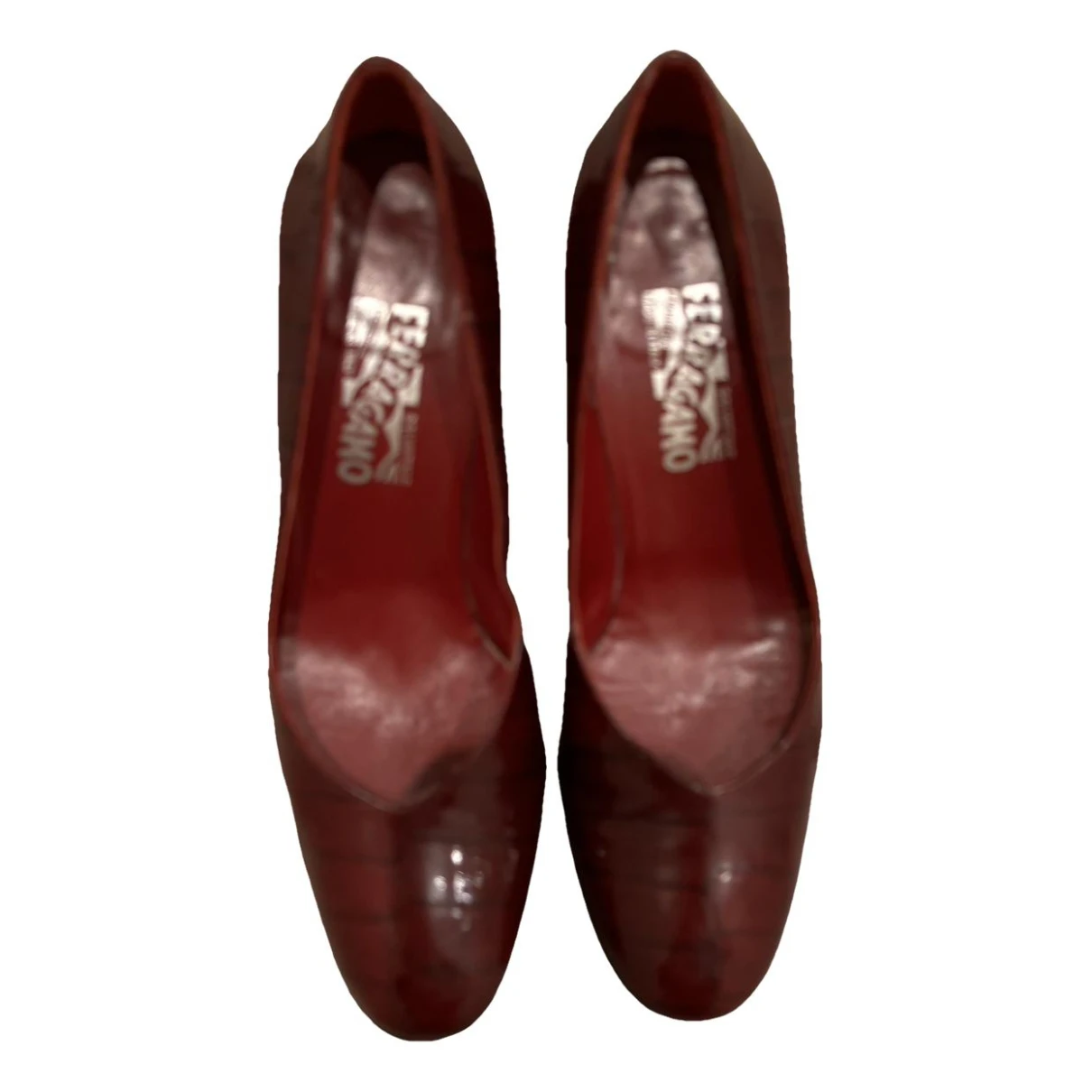 Pre-owned Ferragamo Patent Leather Mules & Clogs In Burgundy