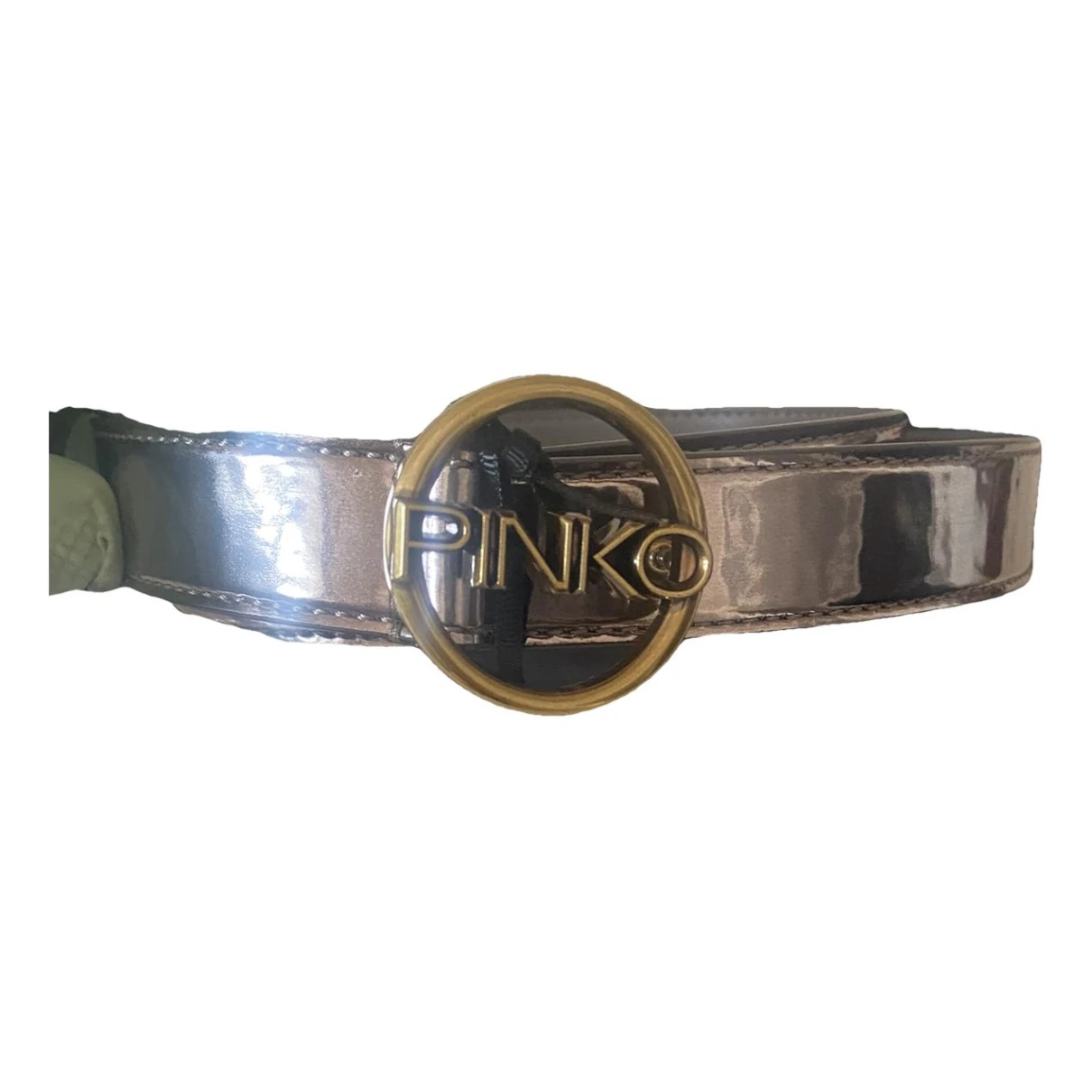 Pre-owned Pinko Patent Leather Belt In Silver