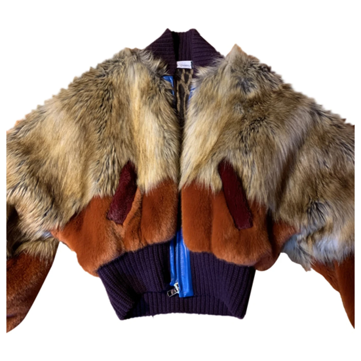 Pre-owned Dolce & Gabbana Faux Fur Coat In Multicolour