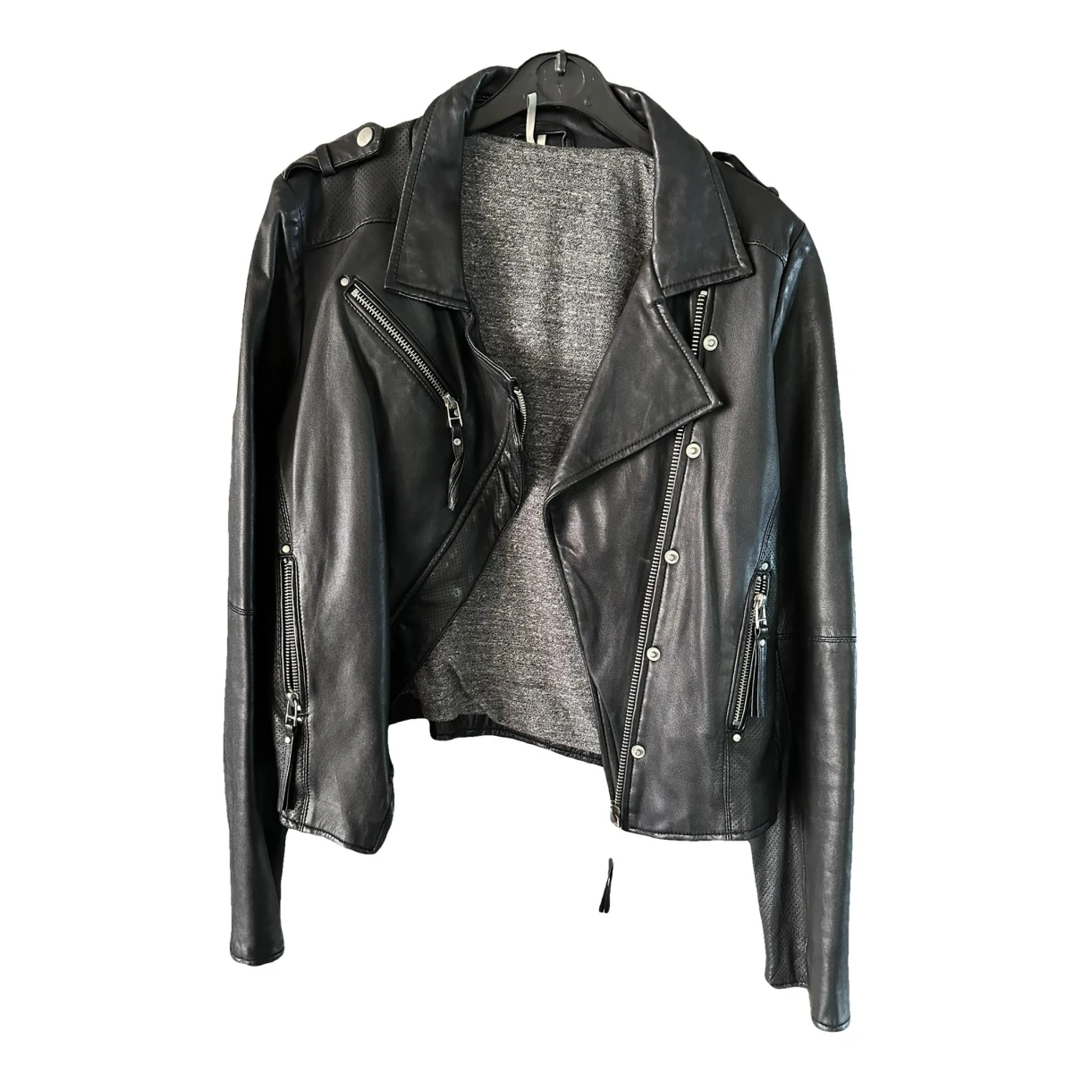 Pre-owned Iro Leather Biker Jacket In Black
