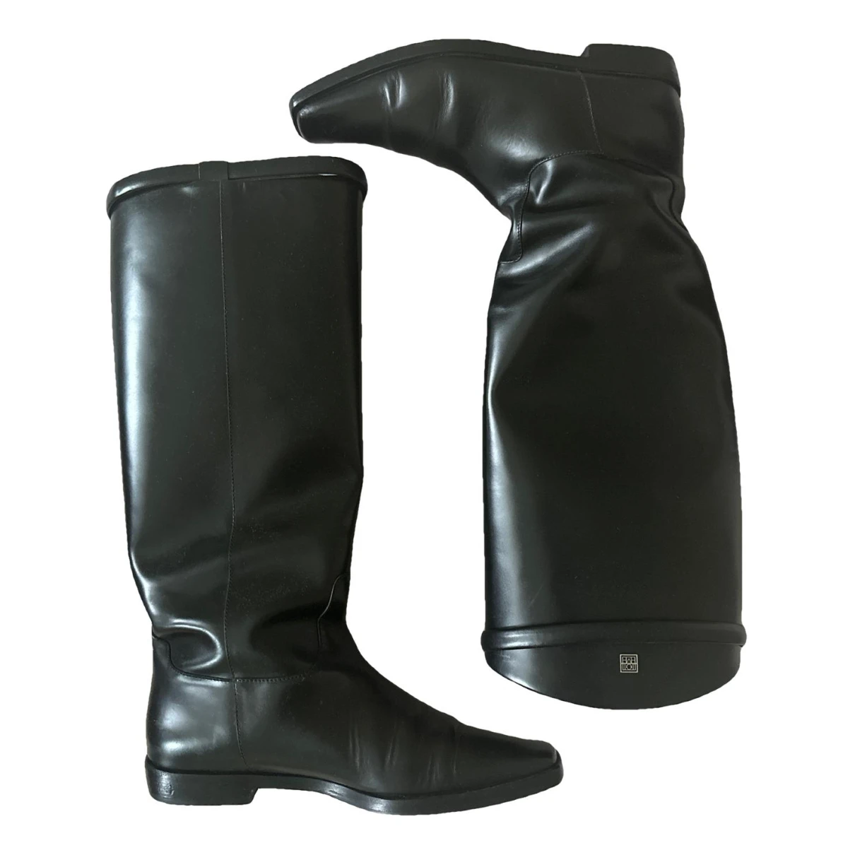 Pre-owned Totême Riding Boot Leather Boots In Black