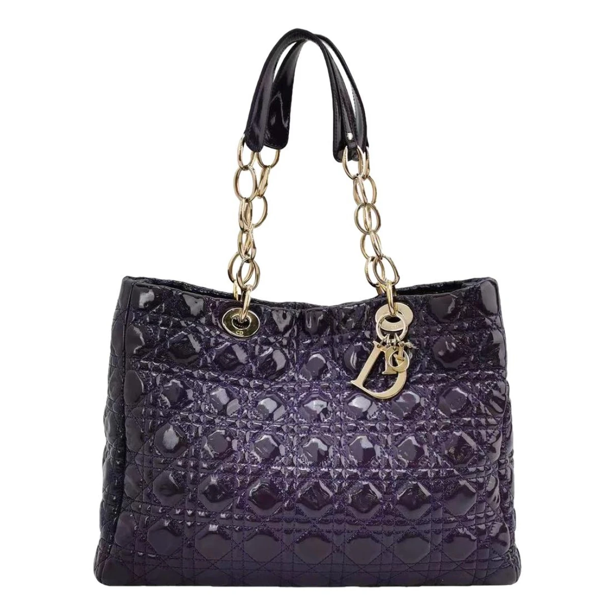 Pre-owned Dior Patent Leather Handbag In Purple